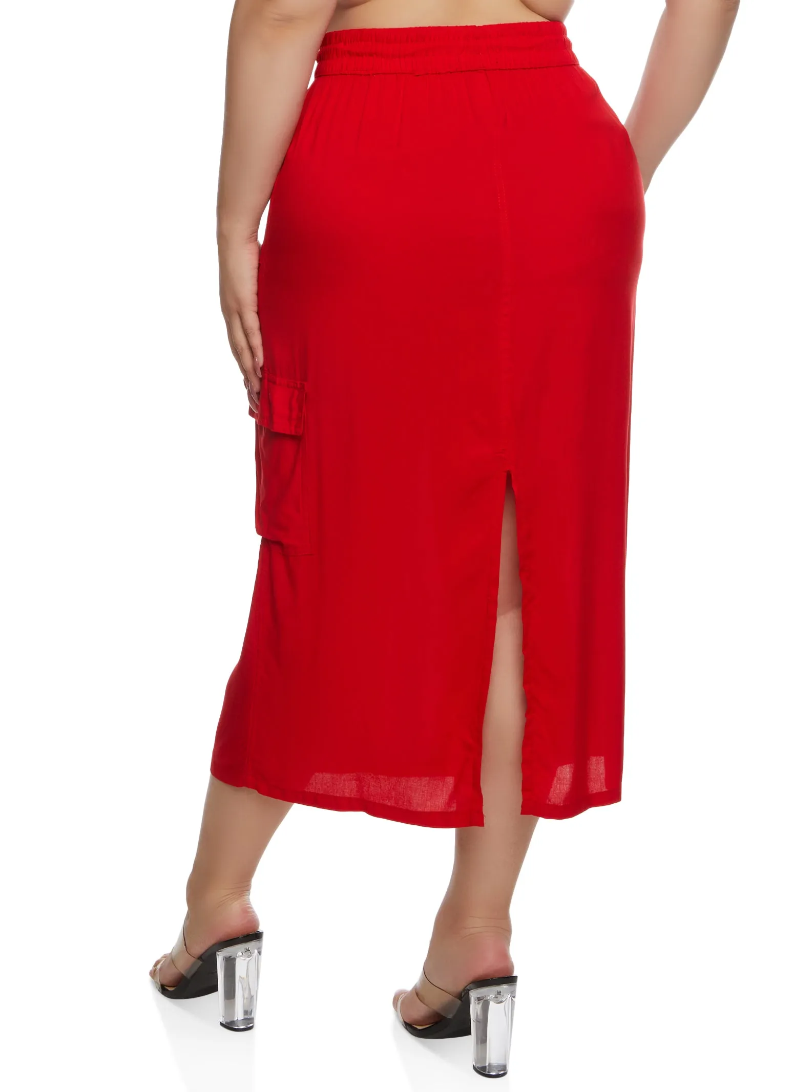 Plus Size Linen Toggle Drawstring Cargo Skirt sold by Rainbow product image thumbnail 3