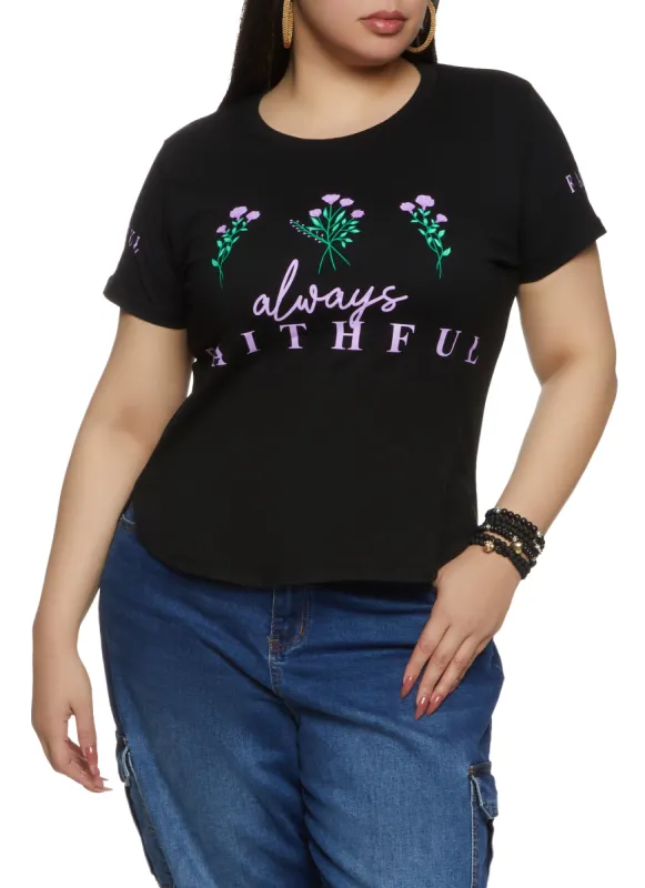 Plus Size Always Faithful Graphic Tee sold by Rainbow
