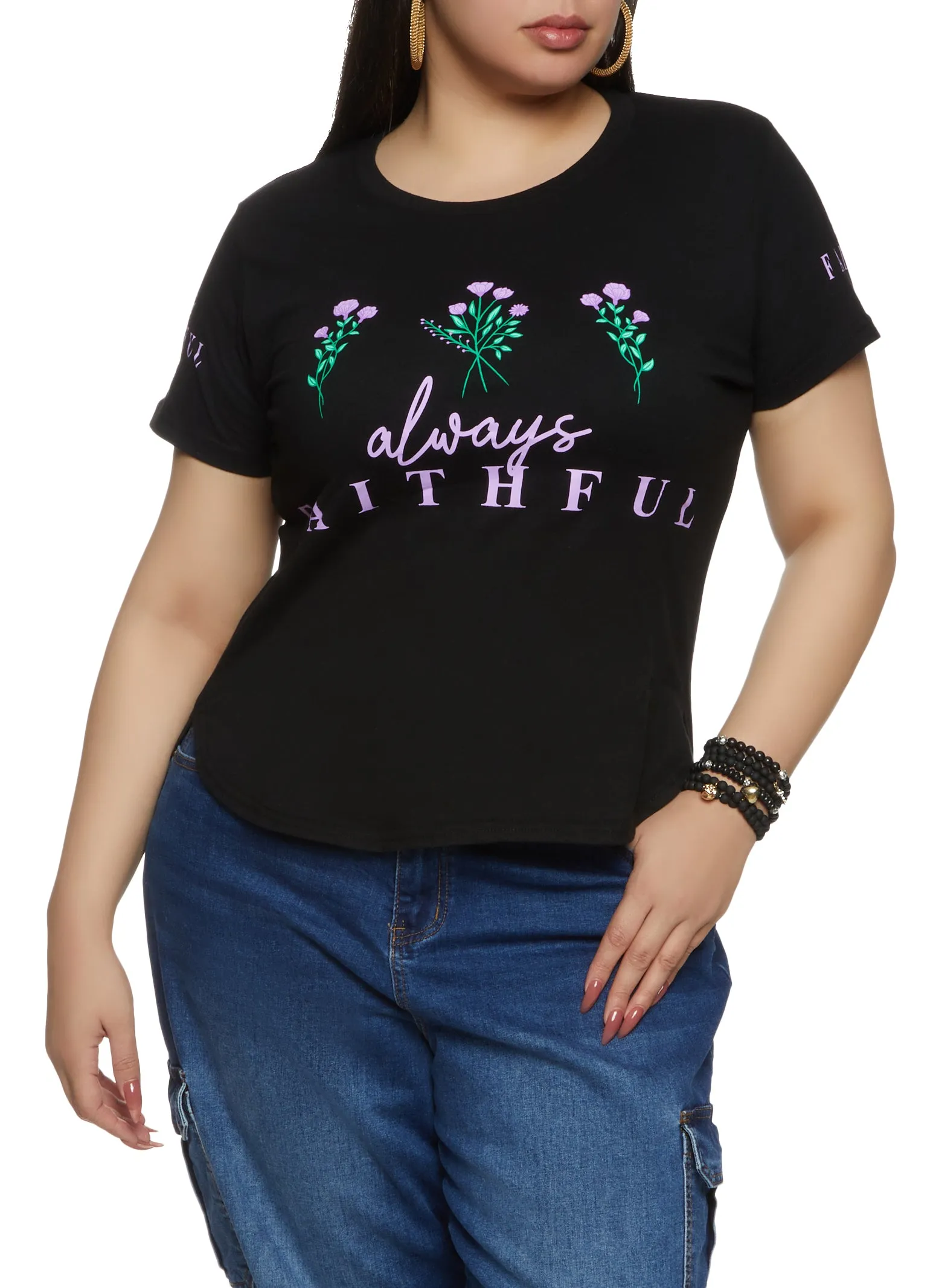 Plus Size Always Faithful Graphic Tee sold by Rainbow