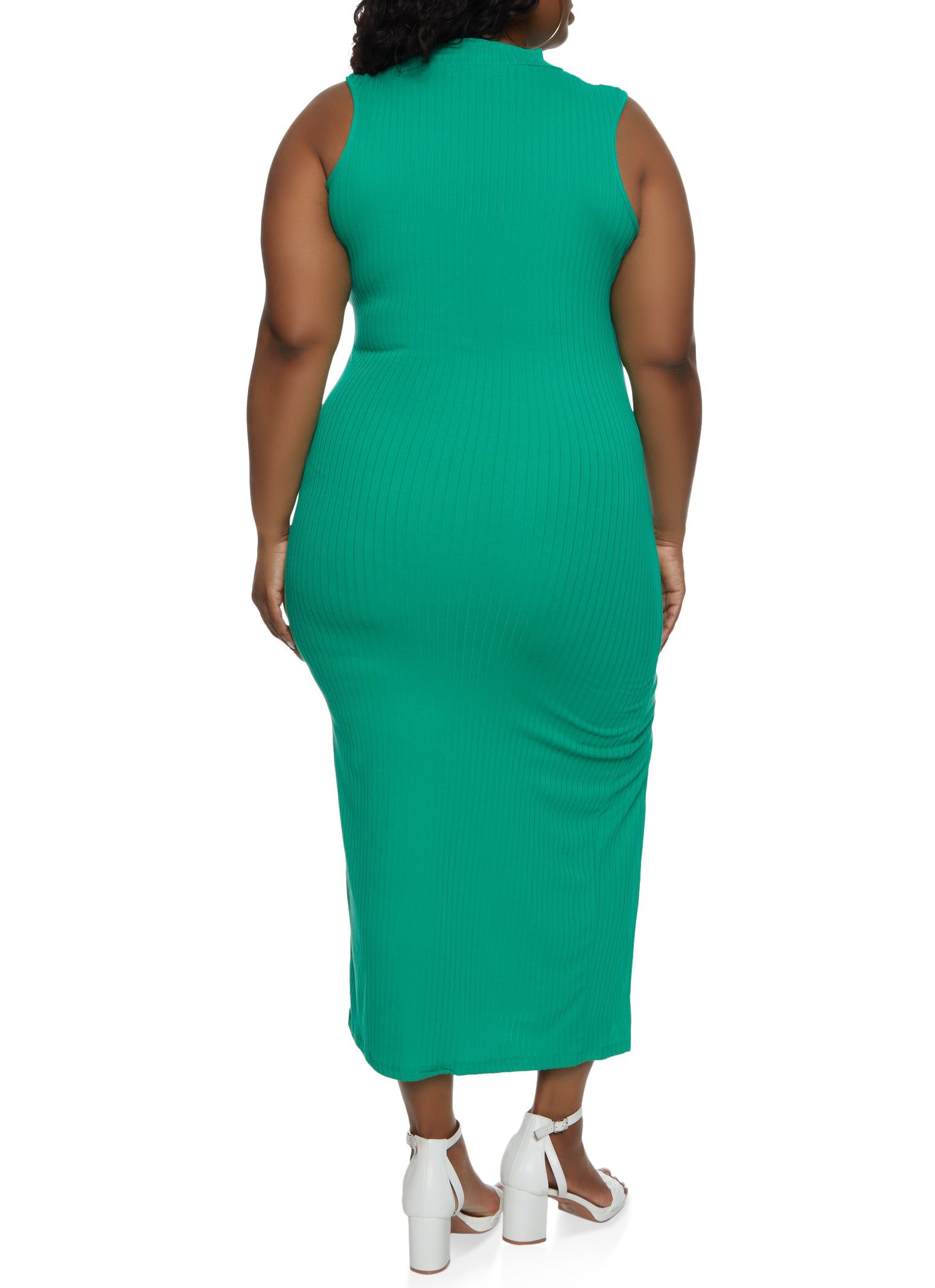 Plus Size Mock Neck Side Slit Tank Dress sold by Rainbow product image thumbnail 3