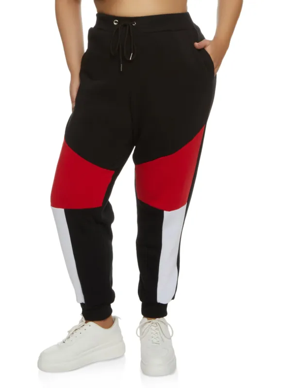 Plus Size Color Block Joggers sold by Rainbow