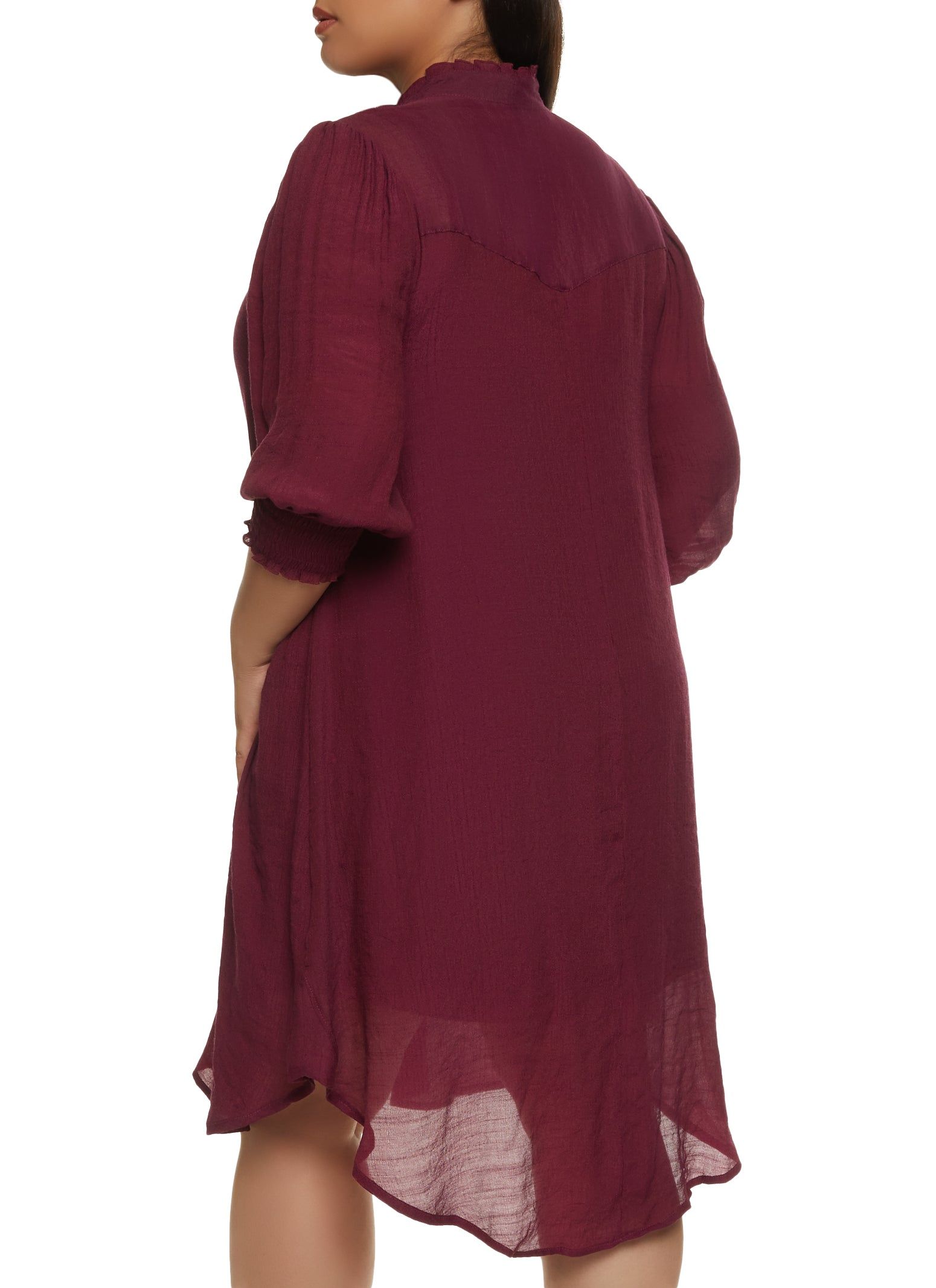 Plus Size Gauze Knit Button Front Shirt Dress sold by Rainbow product image thumbnail 3