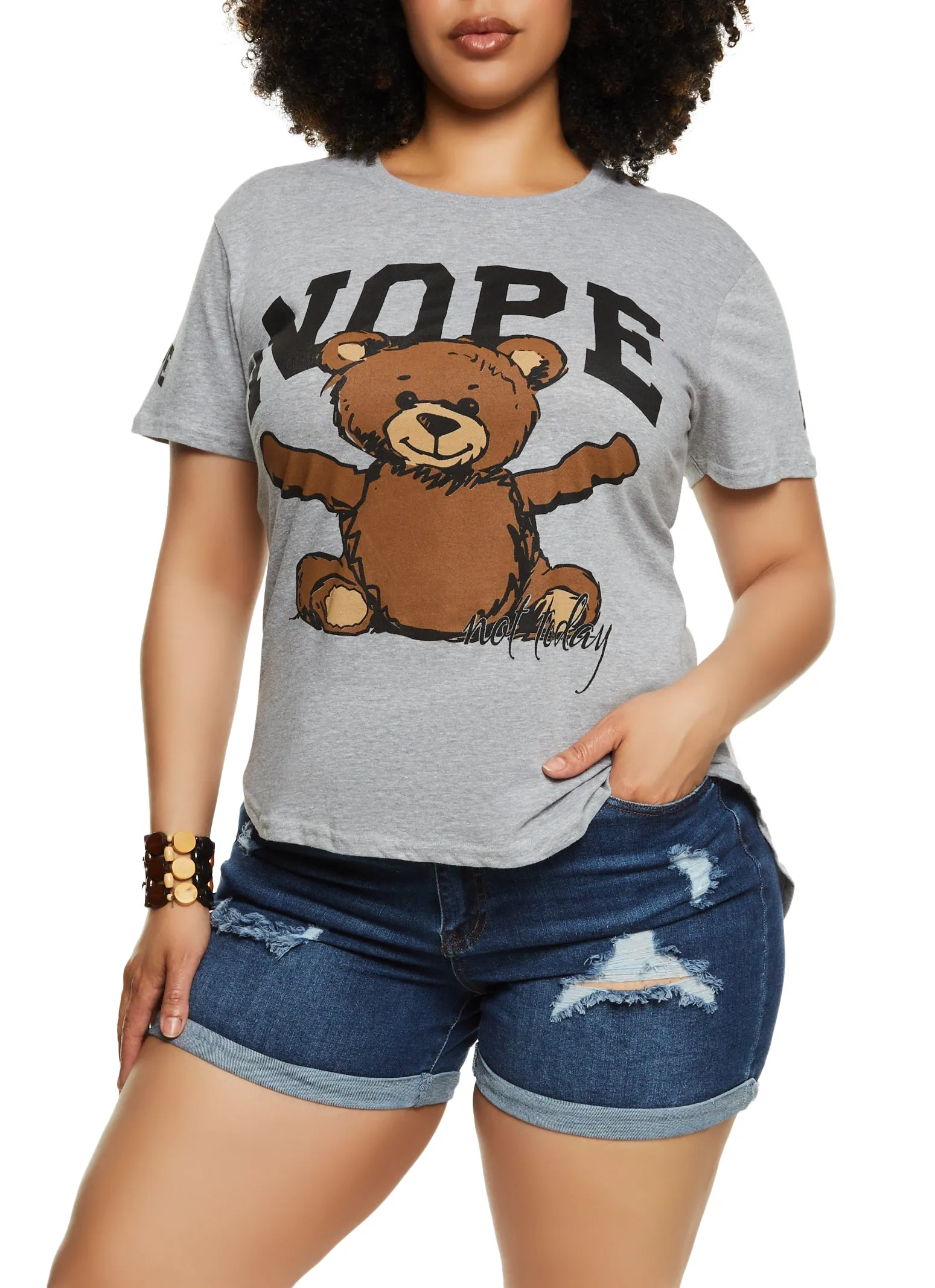 Plus Size Nope Graphic T Shirt sold by Rainbow