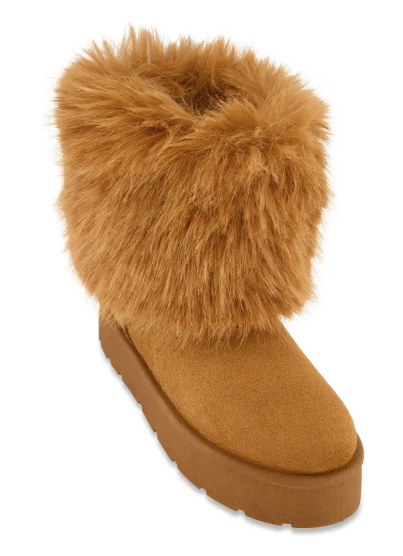 Faux Fur Platform Boots sold by Rainbow