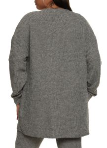 Plus Size Ribbed Open Front Cardigan sold by Rainbow