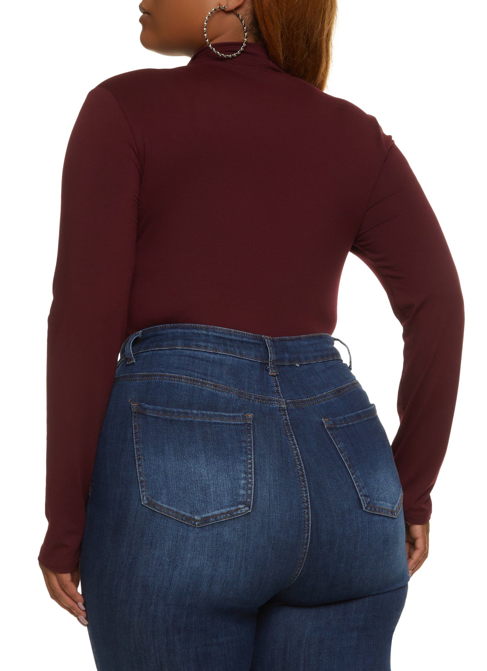 Plus Size Zip Neck Long Sleeve Bodysuit sold by Rainbow product image thumbnail 3