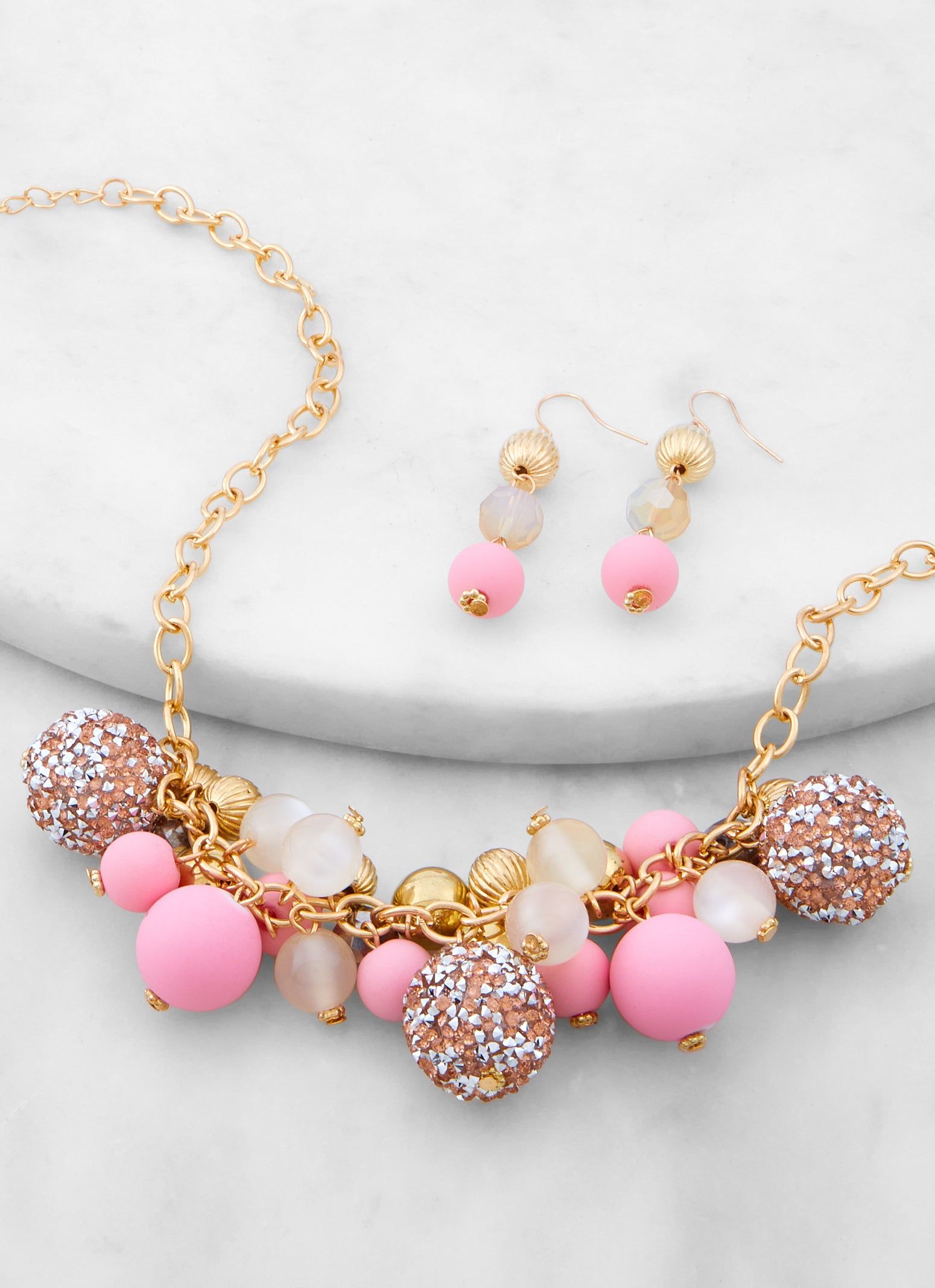 Beaded Ball Cluster Necklace and Drop Earrings sold by Rainbow product image thumbnail 2