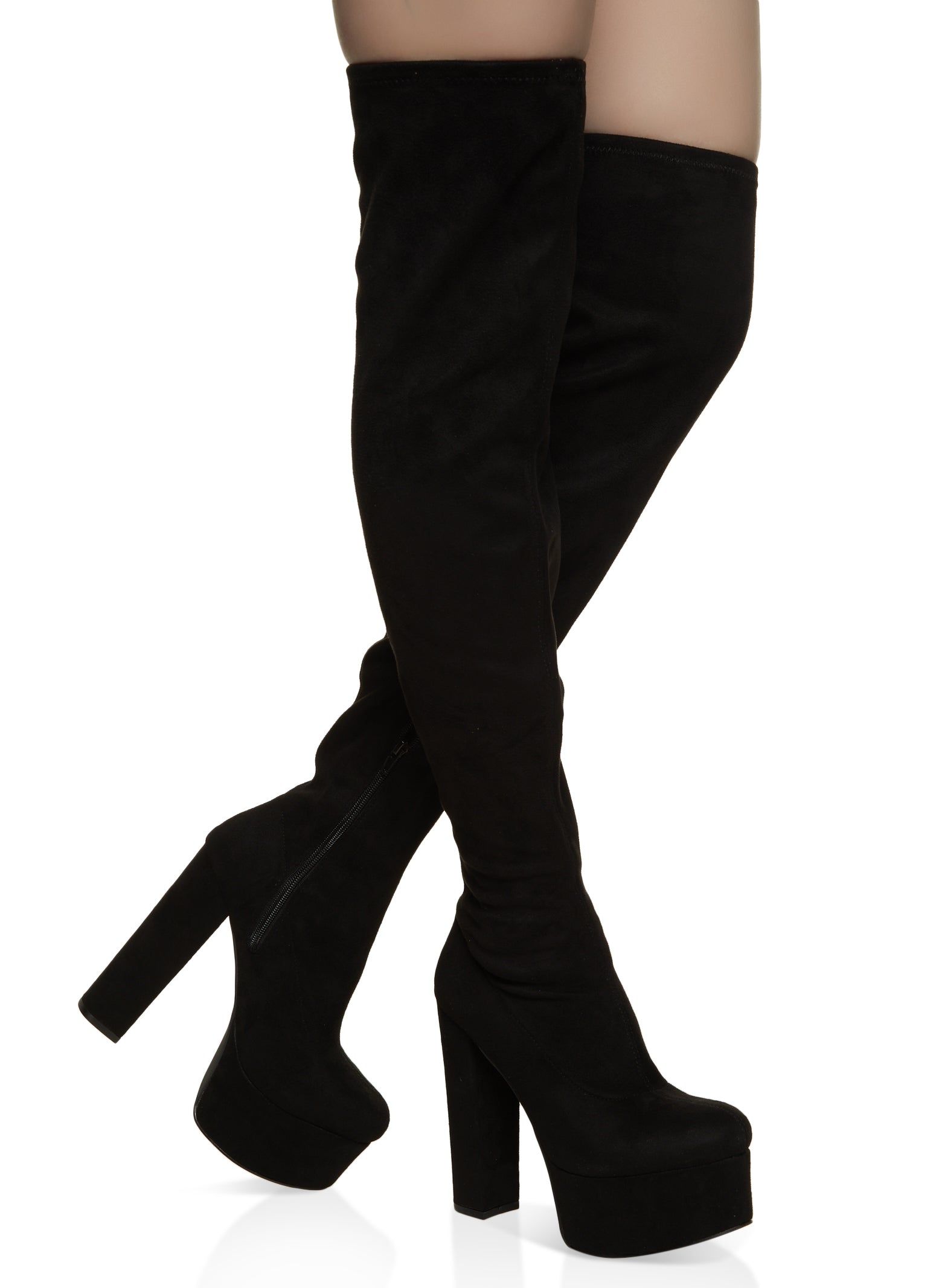 Round Toe Platform Over The Knee Boots sold by Rainbow