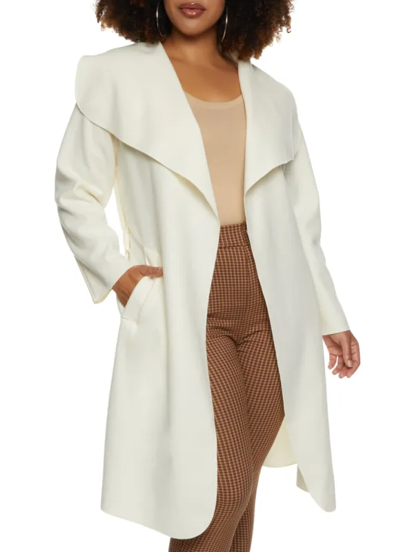 Plus Size Solid Belted Wrap Coat sold by Rainbow