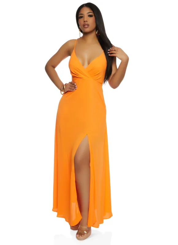Iris Chiffon V Neck Cami Maxi Dress sold by Rainbow
