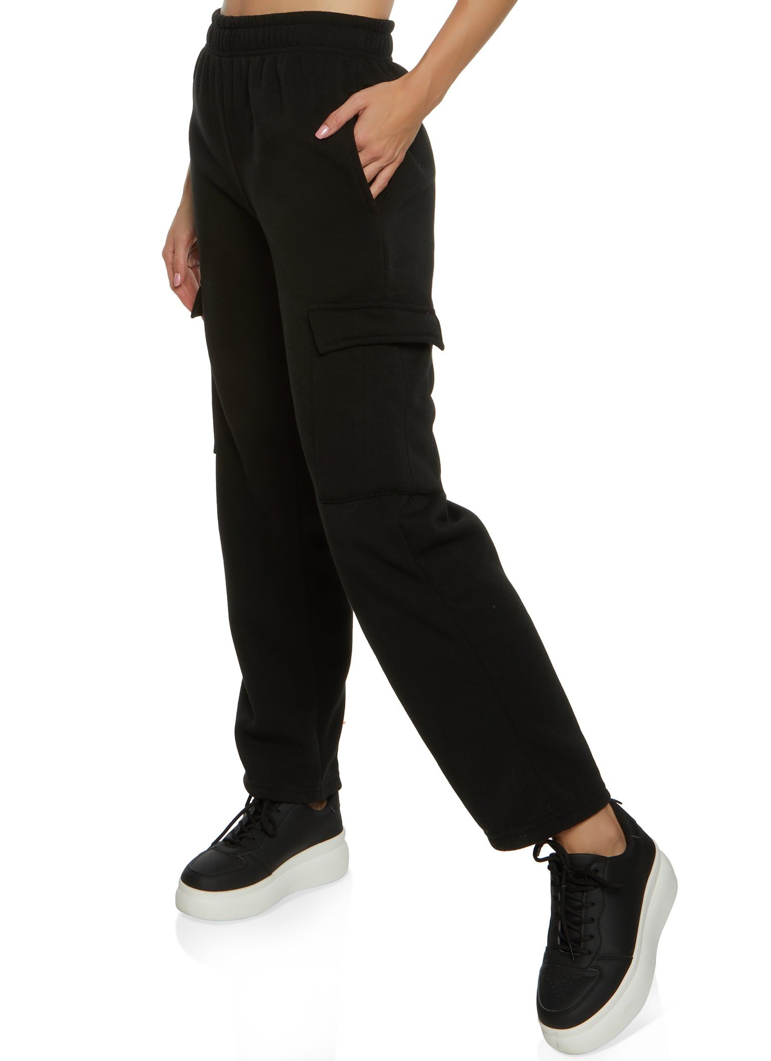 Fleece Cargo Pocket Straight Leg Sweatpants sold by Rainbow