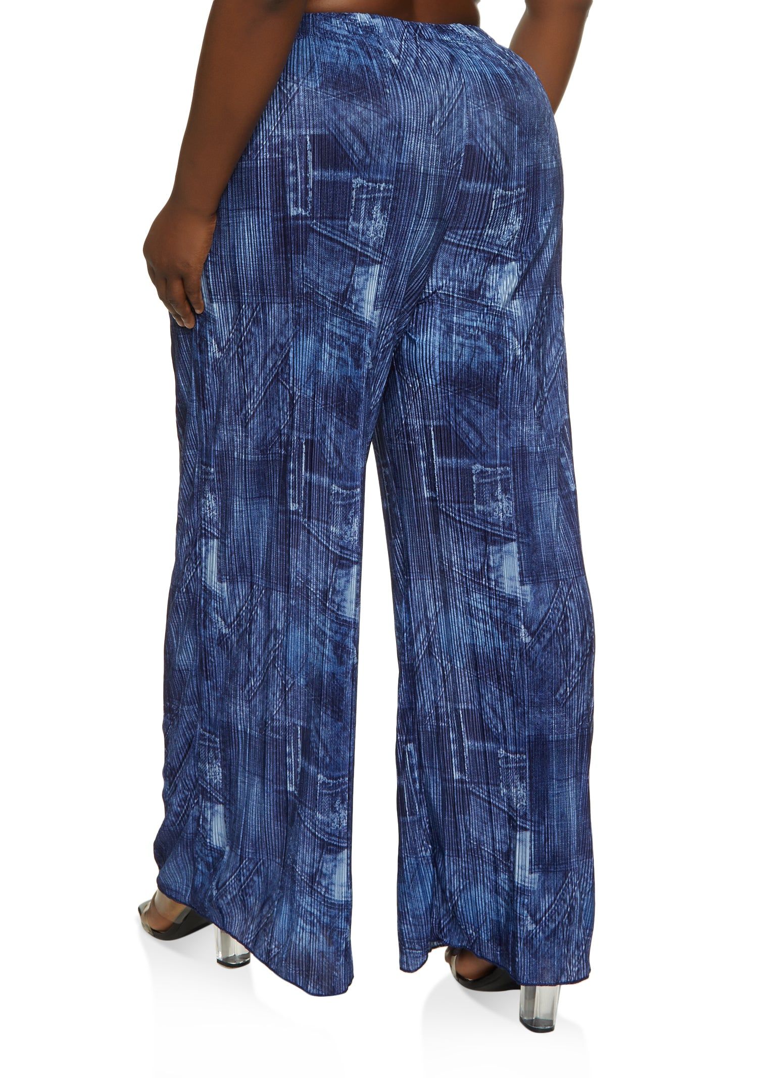 Plus Size Plisse Printed Wide Leg Pants sold by Rainbow product image thumbnail 2