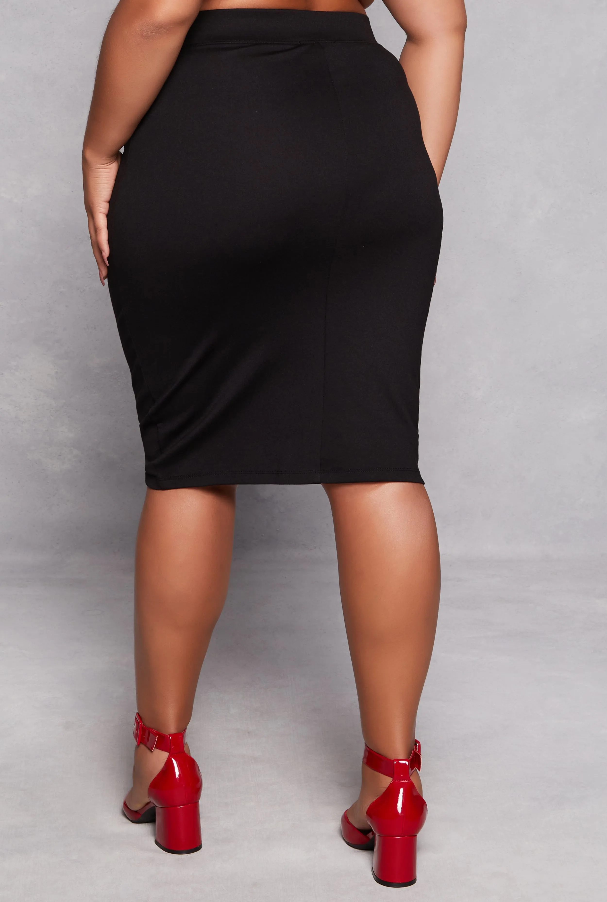 Plus Size Iris Ponte High Waist Midi Pencil Skirt sold by Rainbow product image thumbnail 3