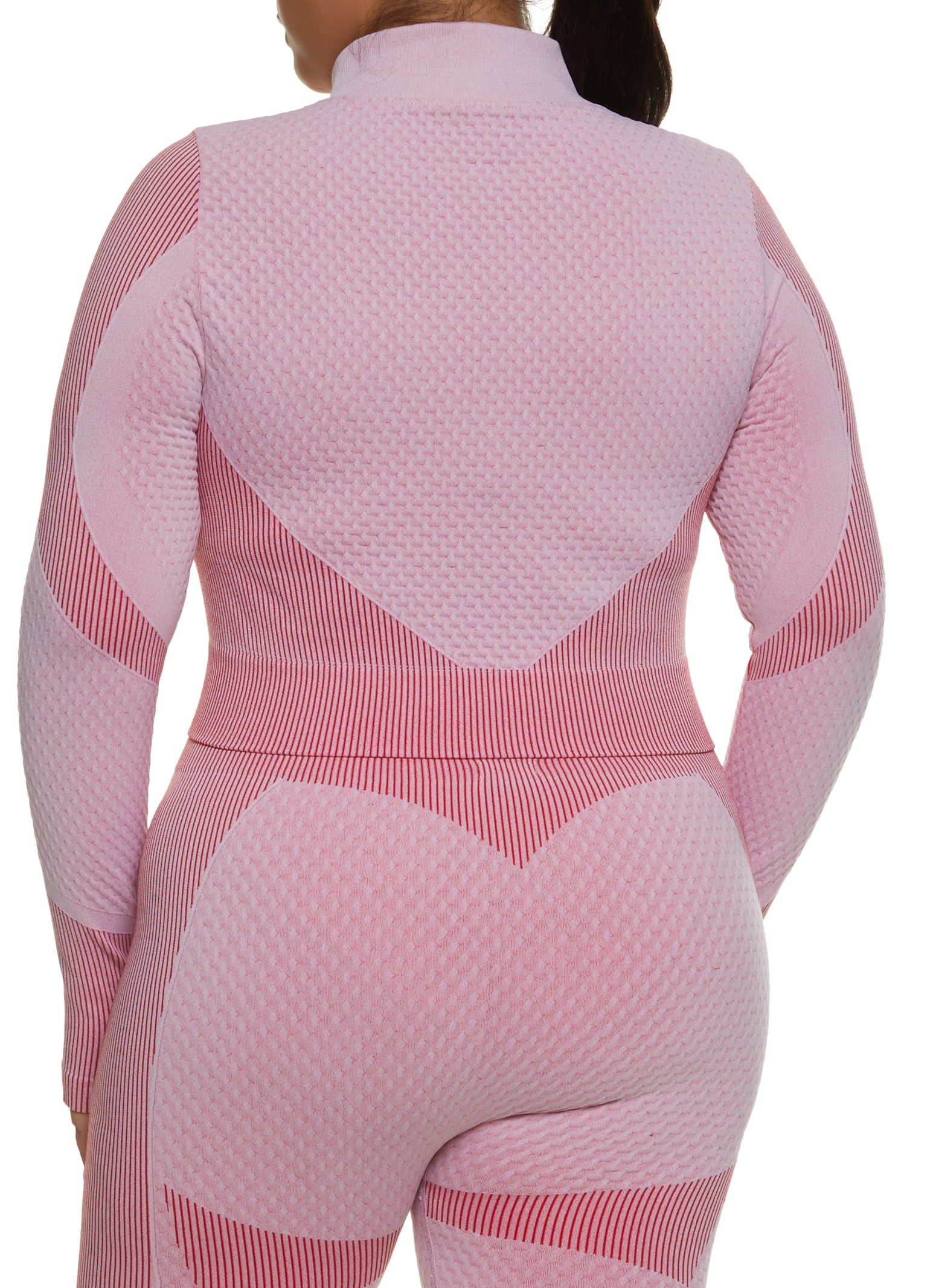 Plus Size Seamless Striped Detail Waffle Knit Track Jacket sold by Rainbow product image thumbnail 3