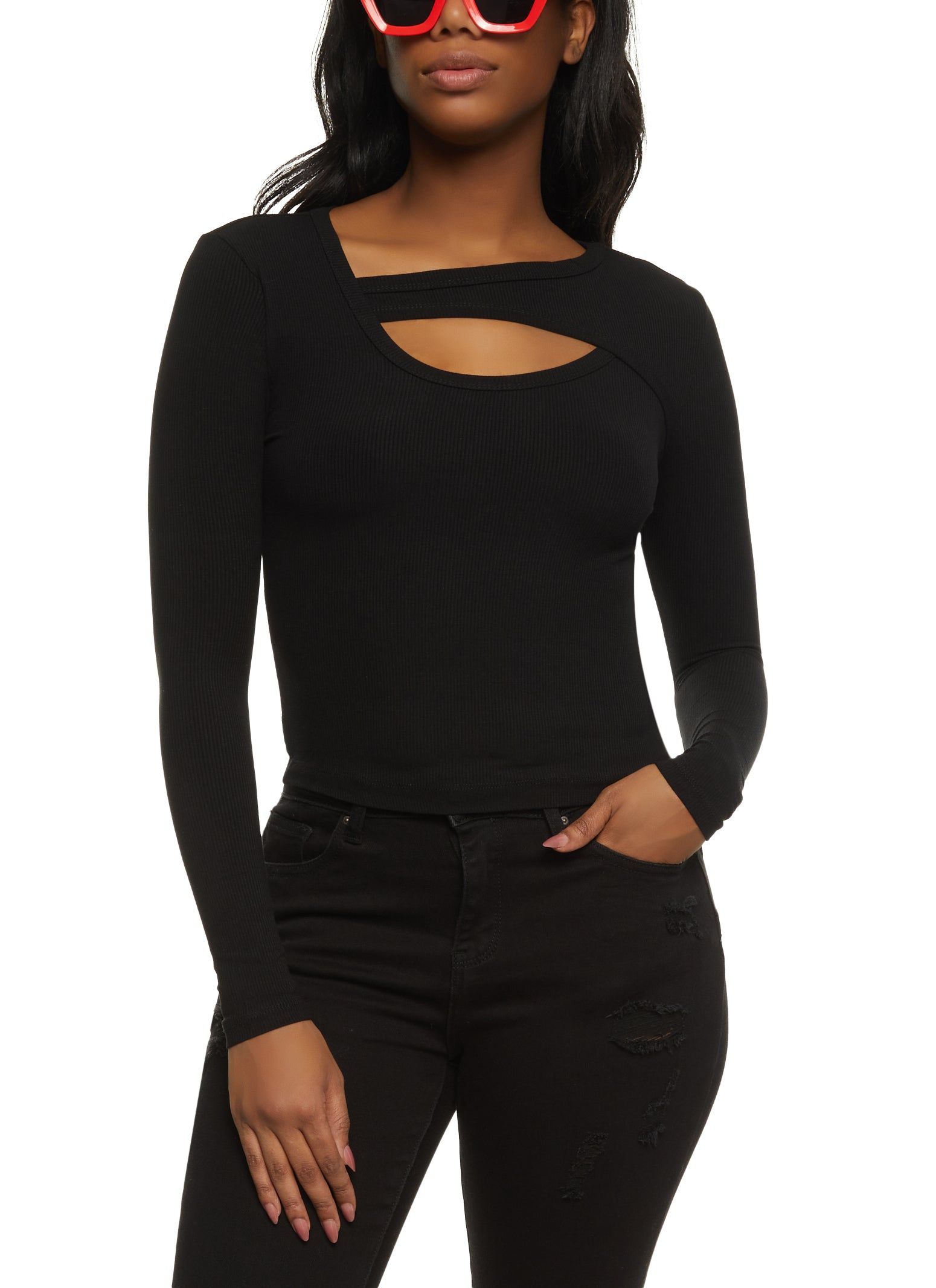Ribbed Cut Out Top sold by Rainbow