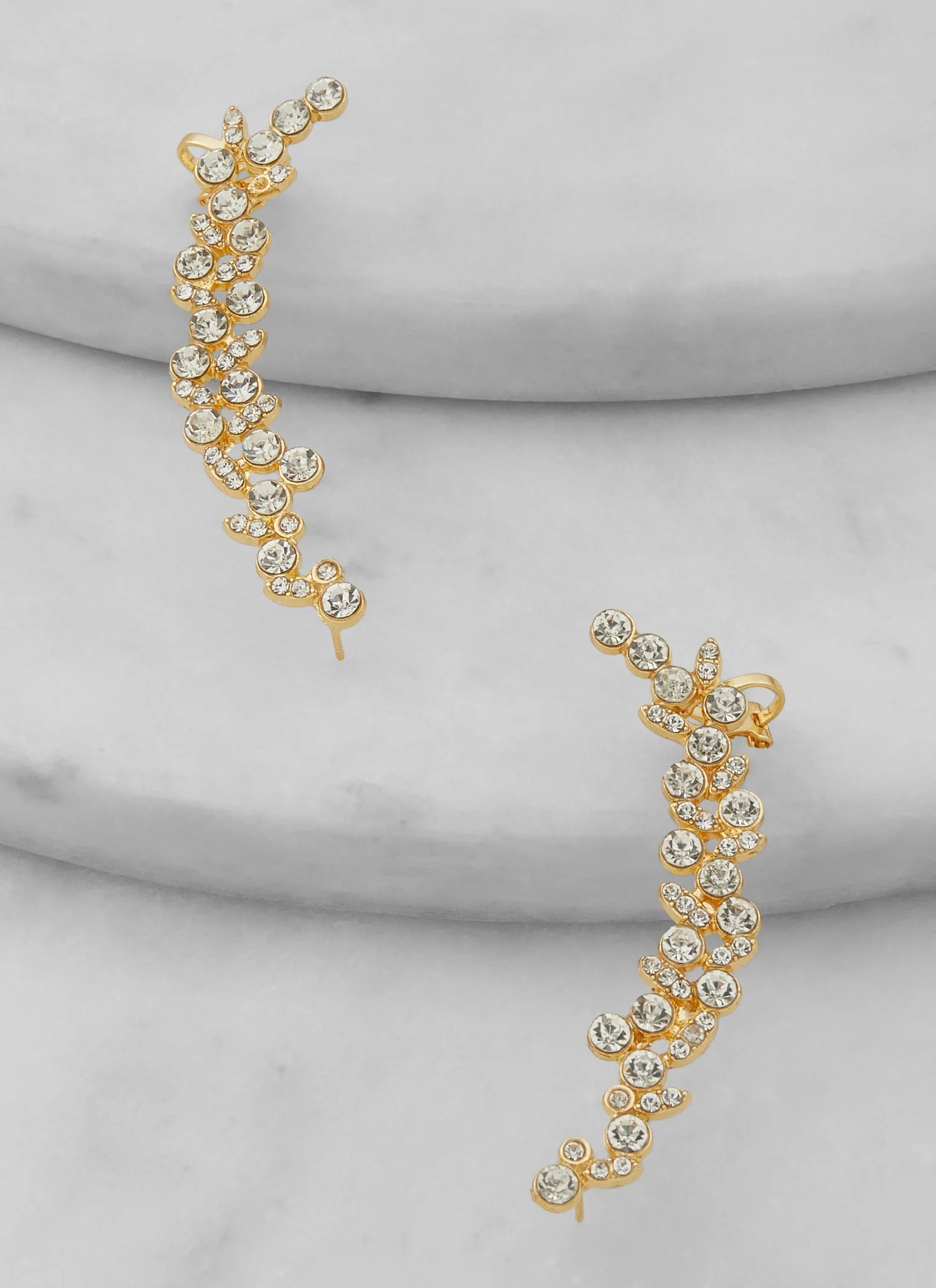 Metallic Rhinestone Climber Earrings sold by Rainbow product image thumbnail 2