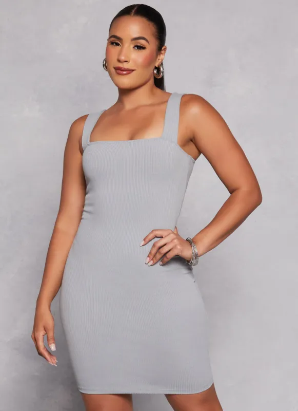 Ribbed Square Neck Tank Dress sold by Rainbow