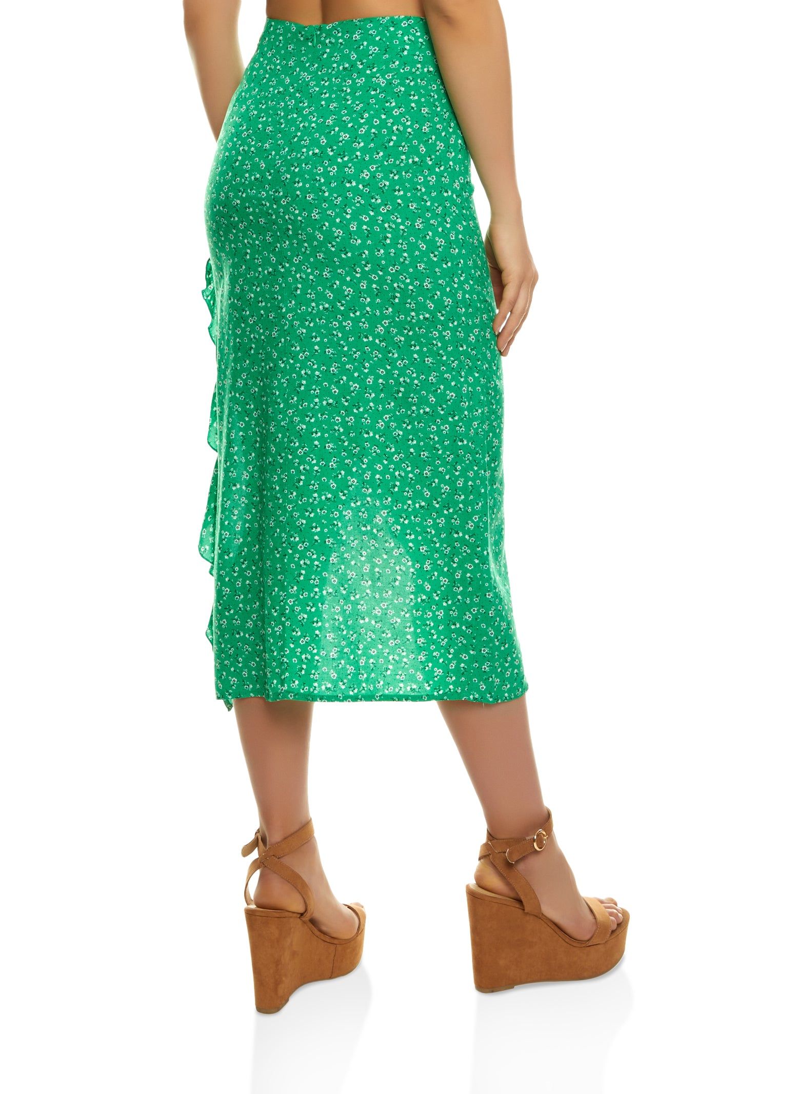 Floral Print Asymmetrical Ruffled Hem Skirt sold by Rainbow product image thumbnail 2