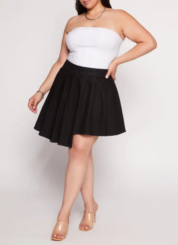 Plus Size Daisy Asymmetrical Pleated Denim Skort sold by Rainbow