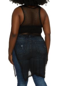 Plus Size Fishnet Side Slit Tank Top sold by Rainbow