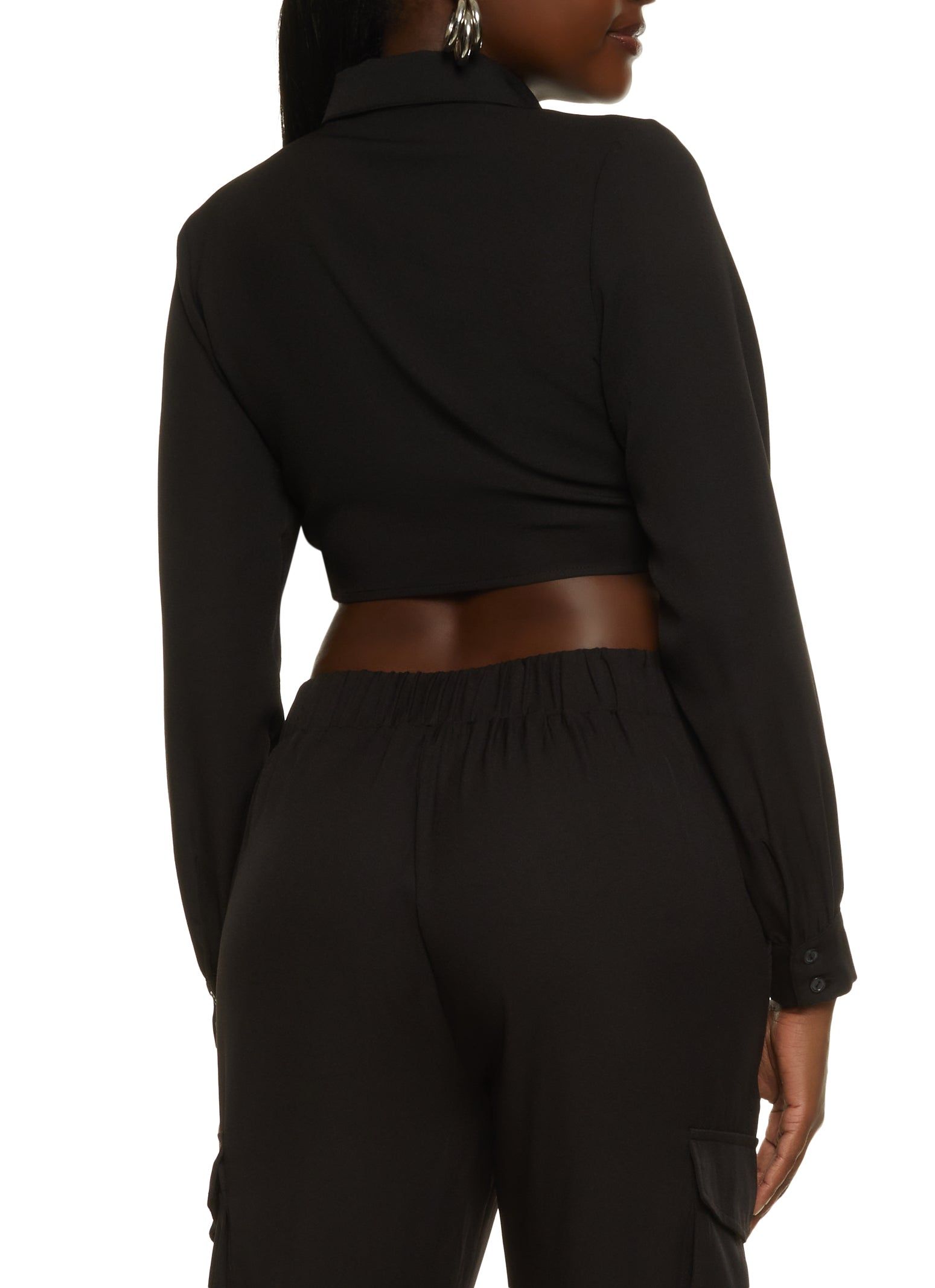 Crepe Knit Tie Front Crop Top sold by Rainbow product image thumbnail 3