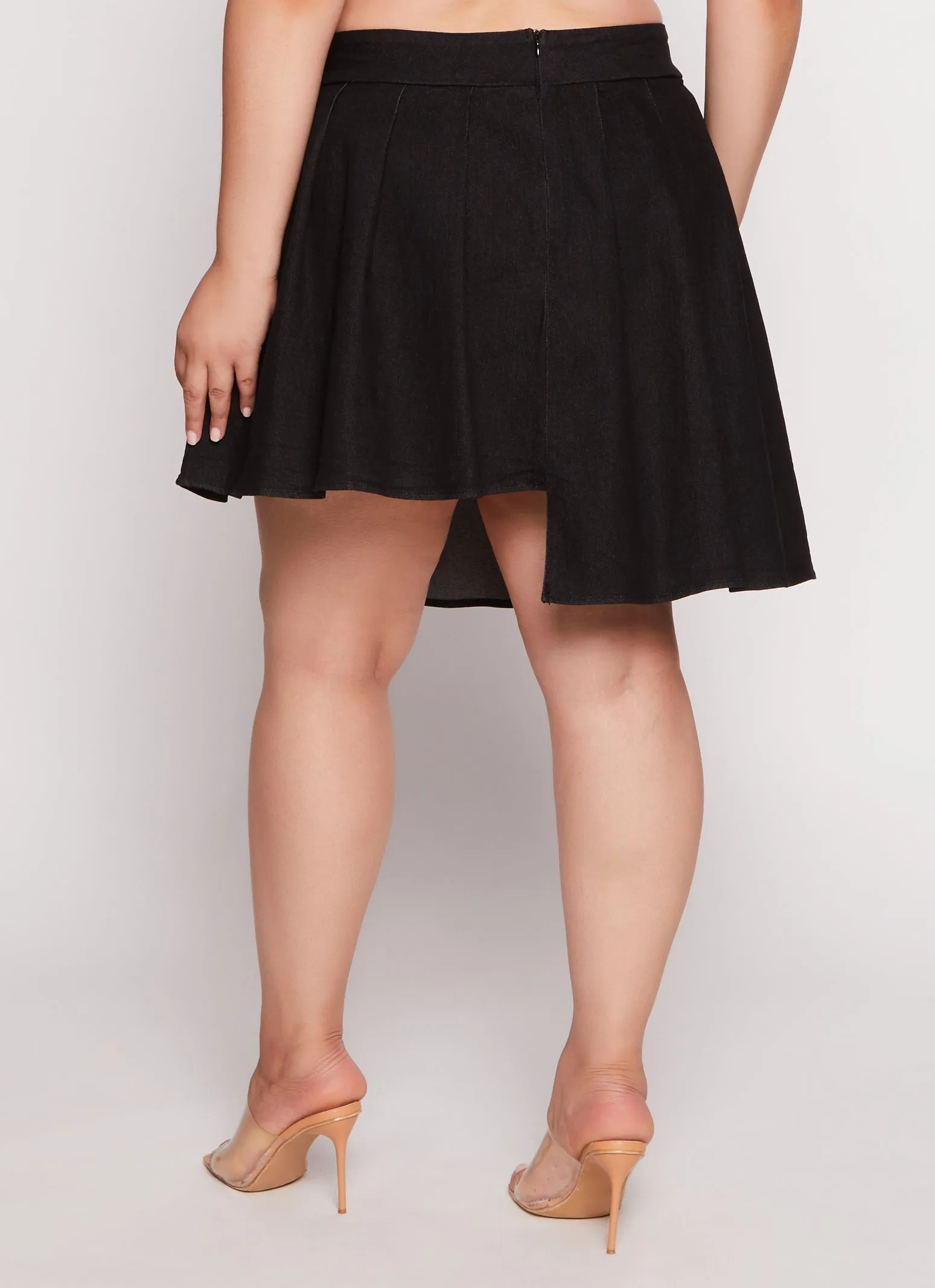 Plus Size Daisy Asymmetrical Pleated Denim Skort sold by Rainbow product image thumbnail 5