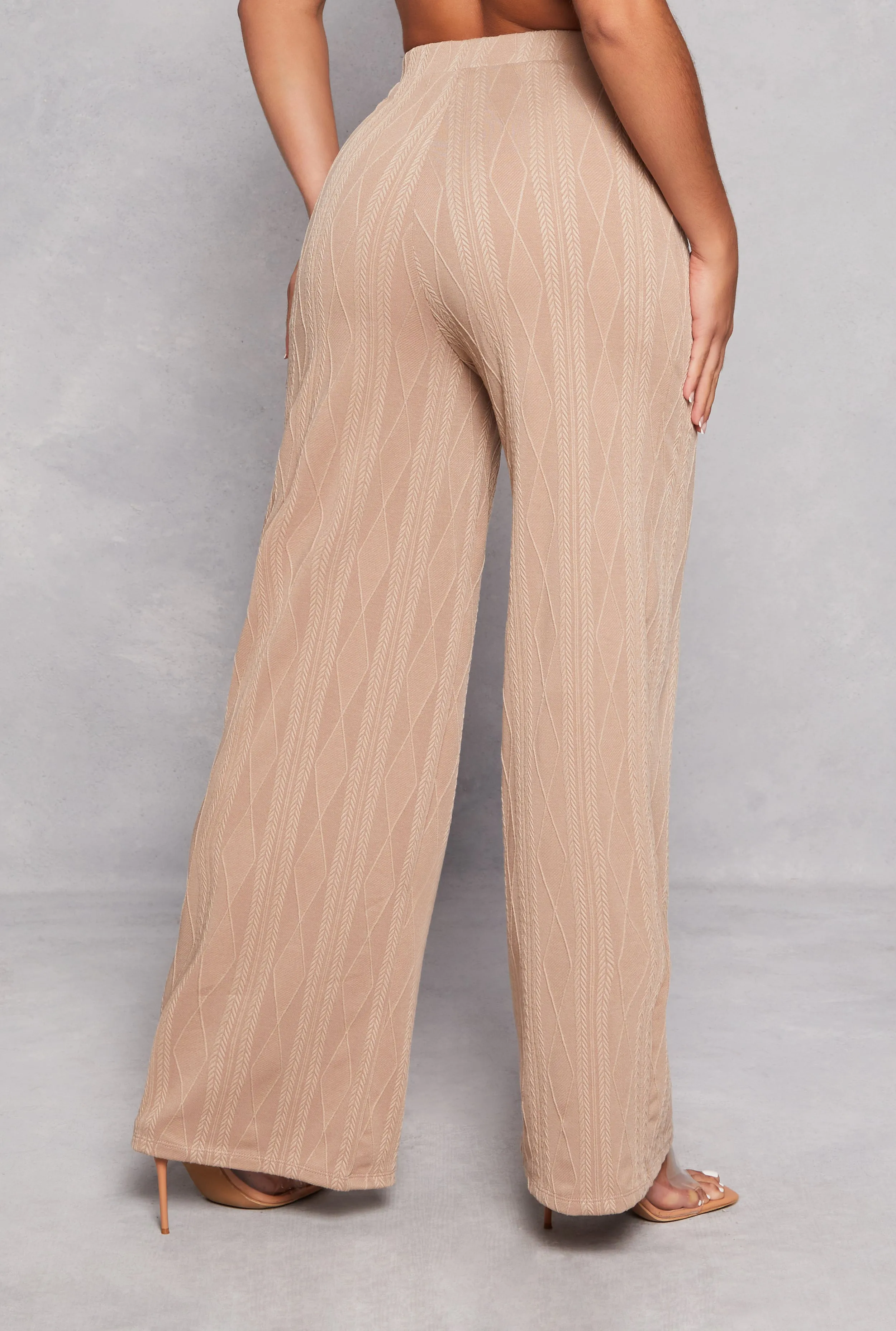 Cable Knit High Waist Wide Leg Pants sold by Rainbow product image thumbnail 3