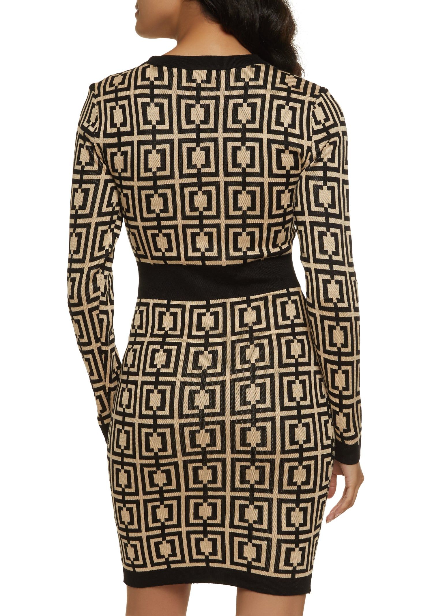 Geometric Print Faux Button Midi Dress sold by Rainbow product image thumbnail 3