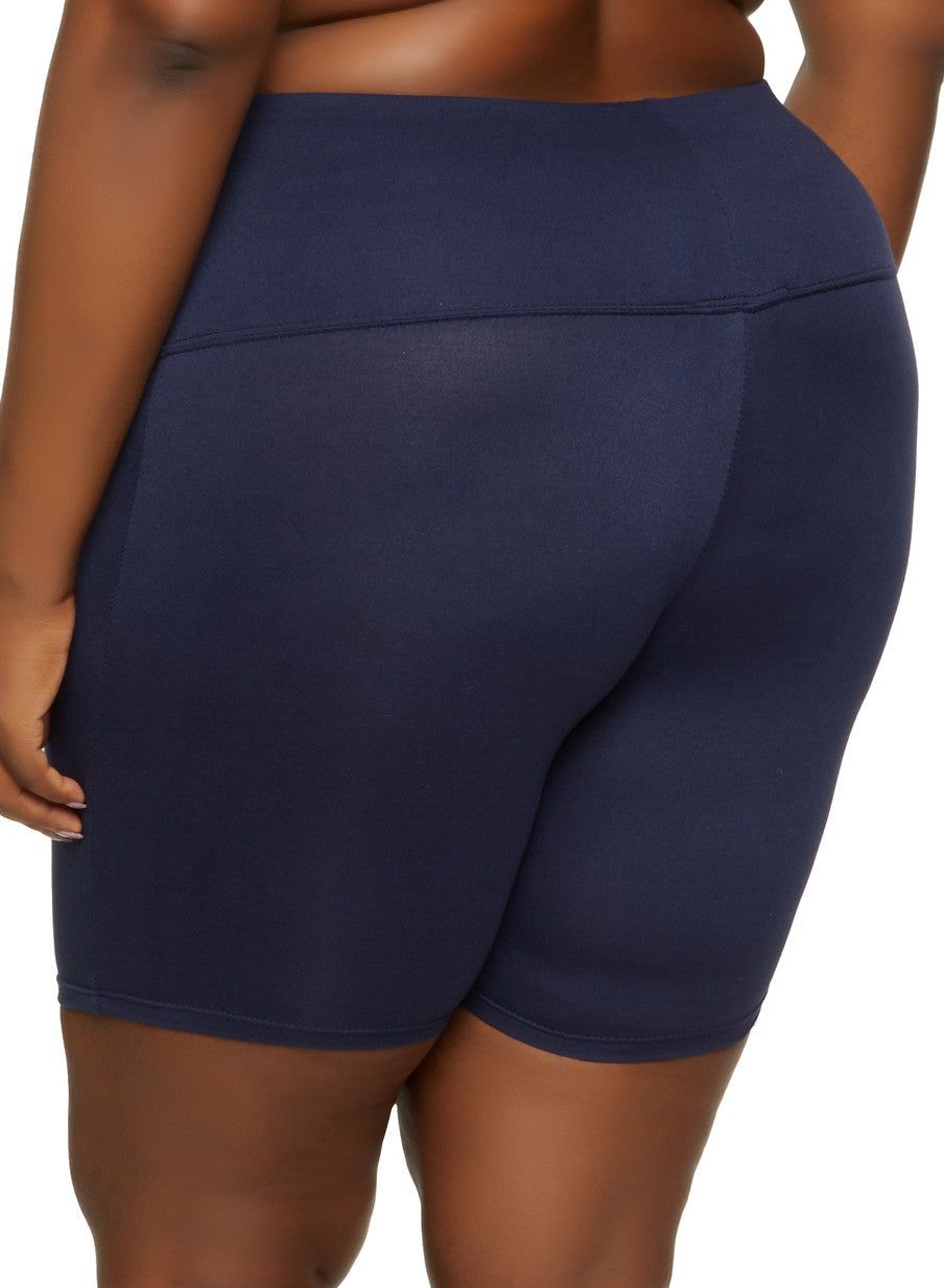 Plus Size Solid Wide Waistband Biker Shorts sold by Rainbow product image thumbnail 2