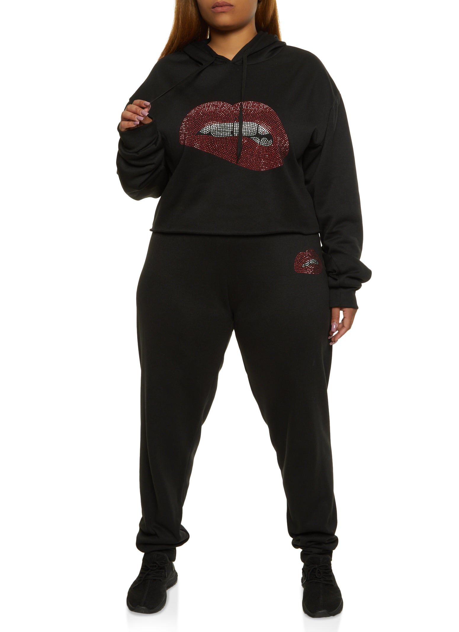 Plus Size Rhinestone Lip Hoodie sold by Rainbow product image thumbnail 2