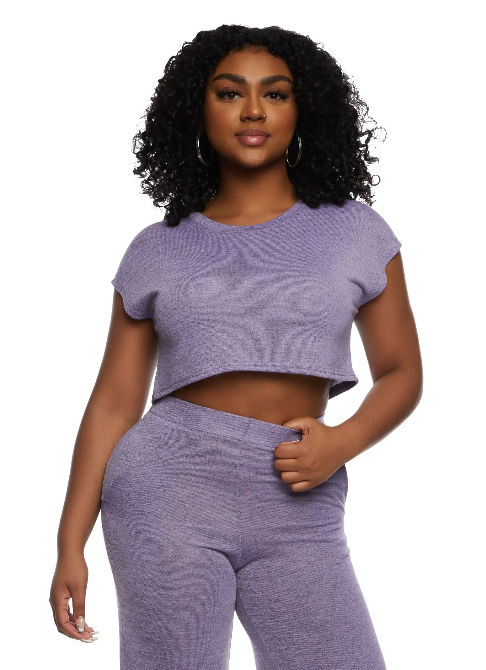 Daisy Brushed Knit Short Sleeve Crop Top sold by Rainbow