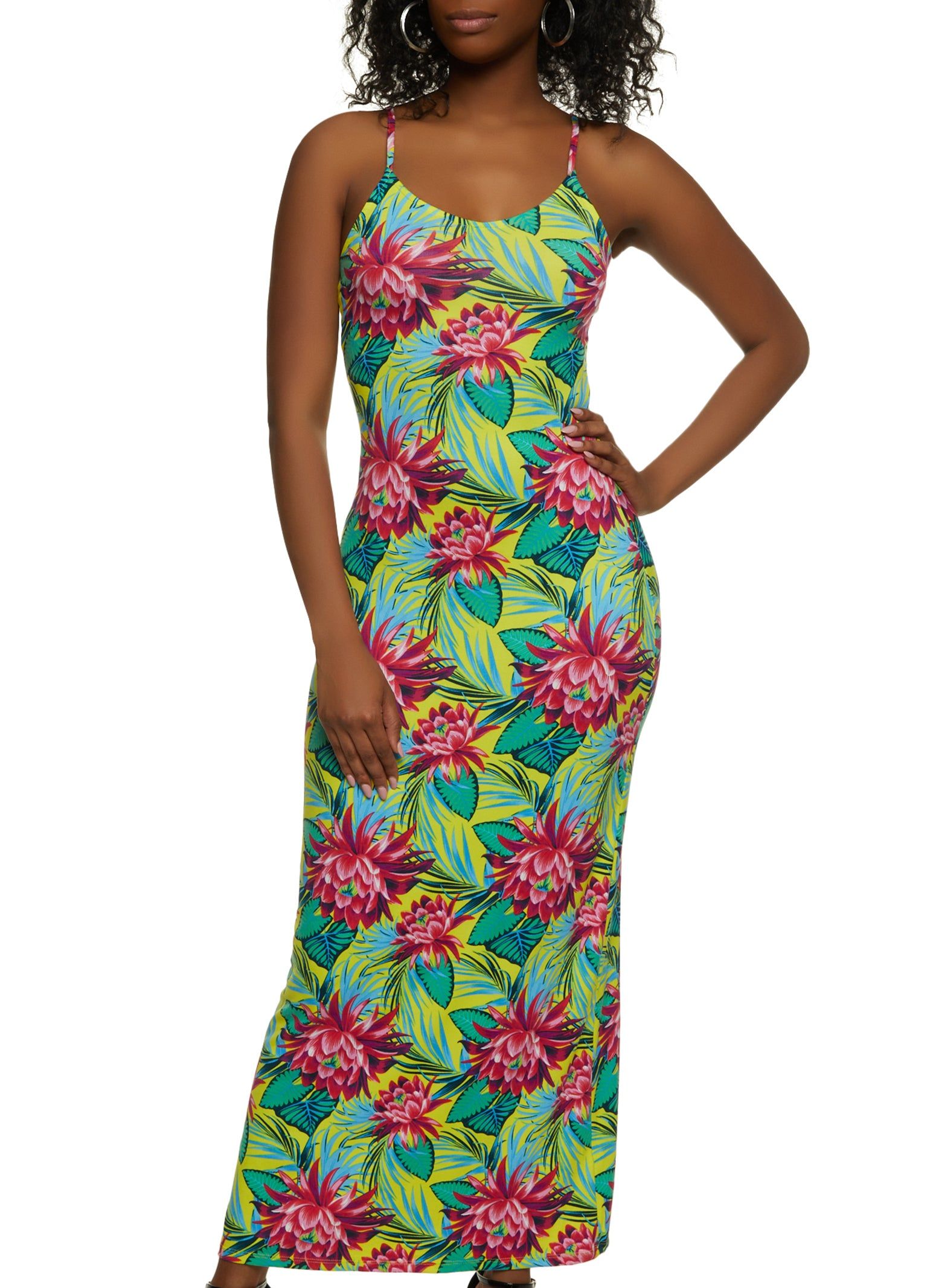 Tropical Print Cami Maxi Dress sold by Rainbow
