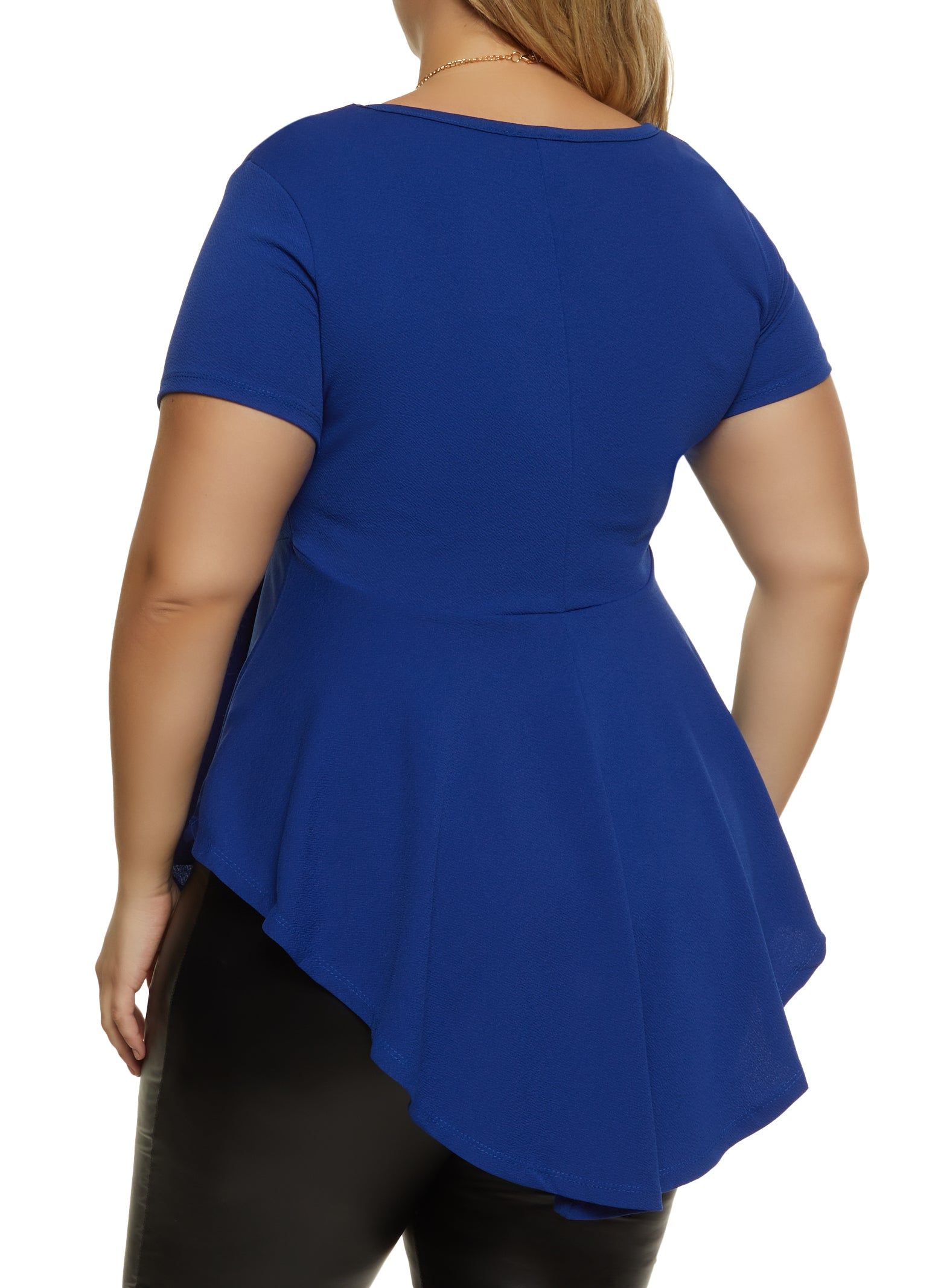 Plus Size Solid Peplum Top with Necklace sold by Rainbow product image thumbnail 2
