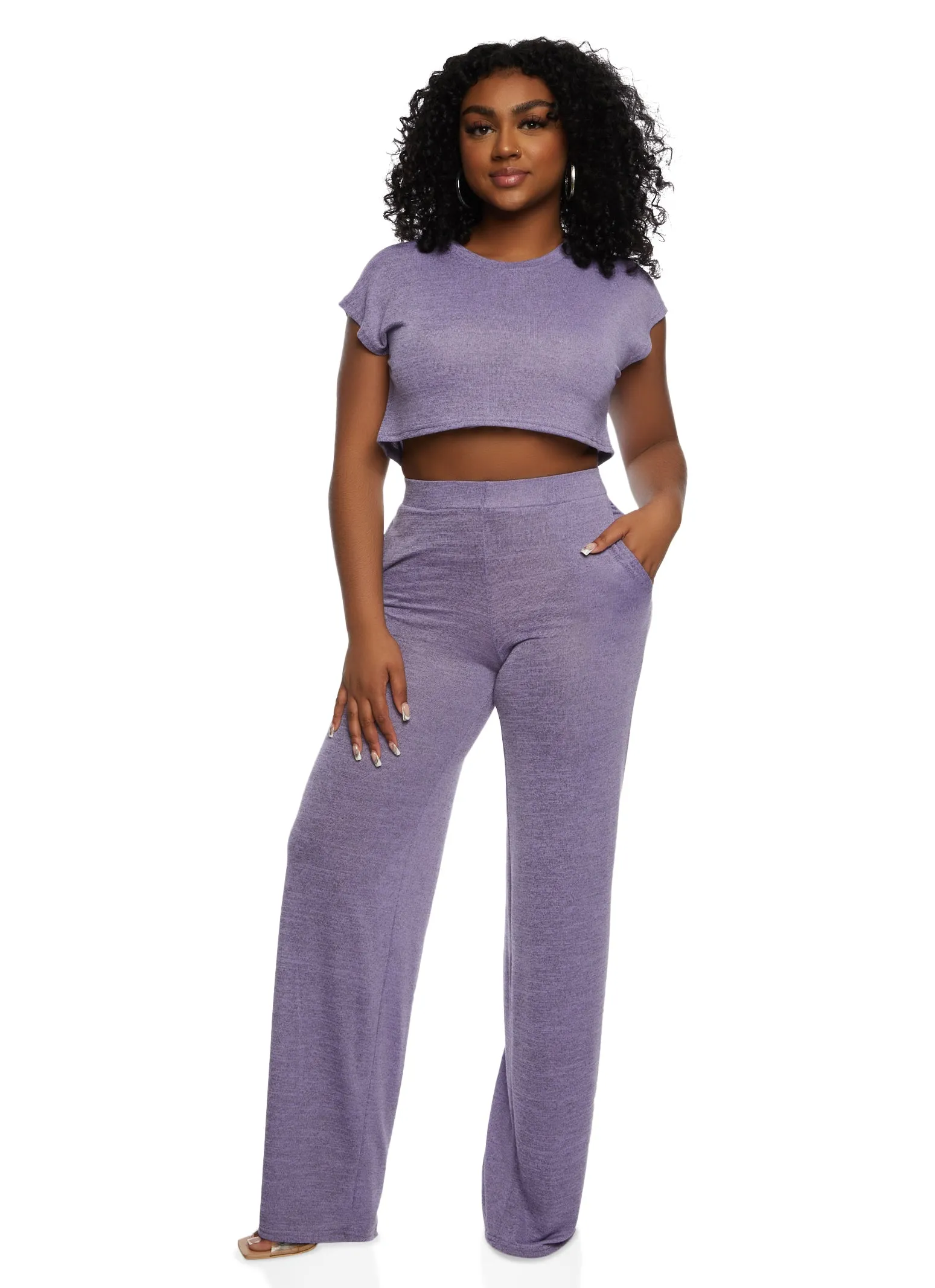 Daisy Brushed Knit Short Sleeve Crop Top sold by Rainbow product image thumbnail 2