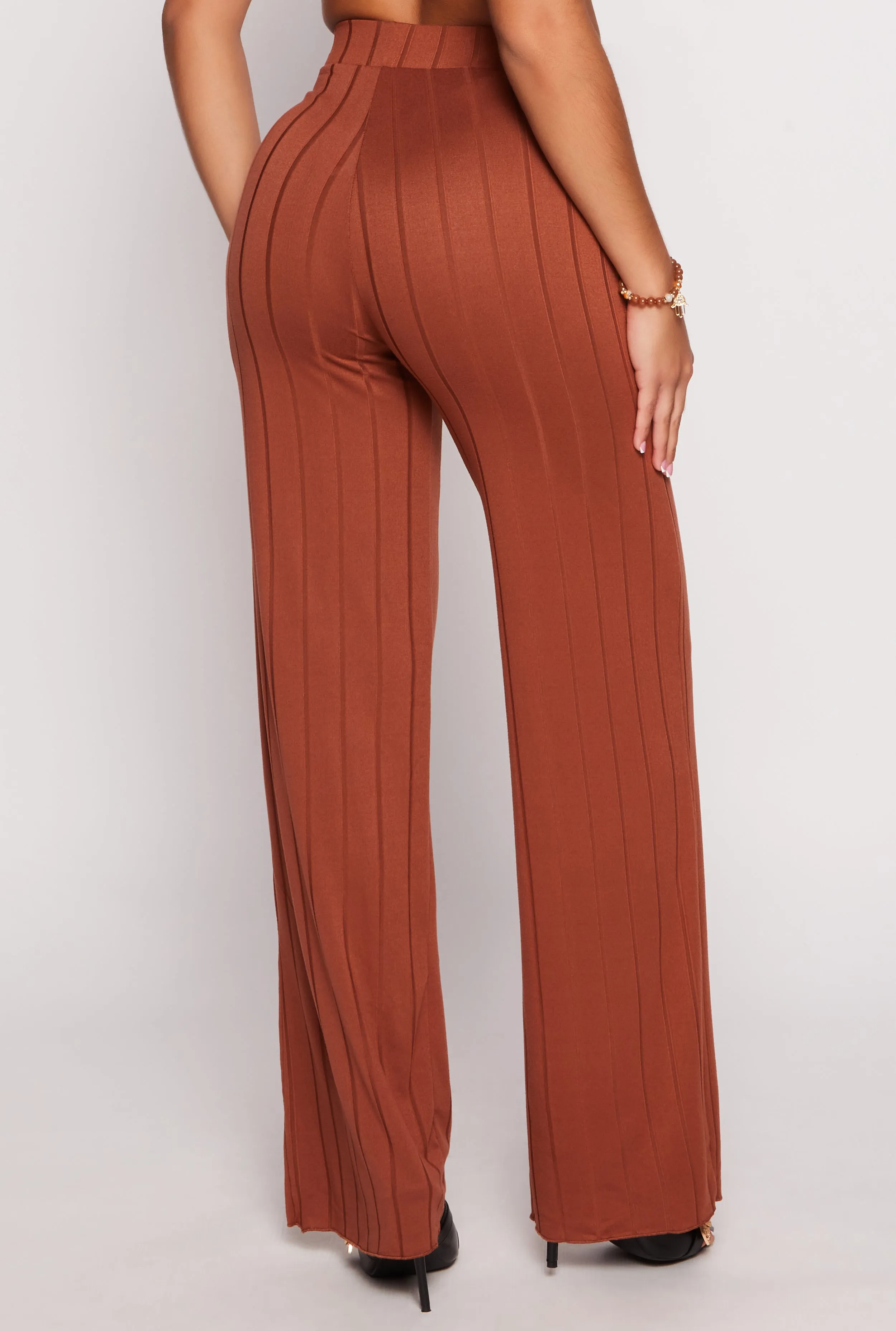 Ribbed High Waisted Wide Leg Pants sold by Rainbow product image thumbnail 3
