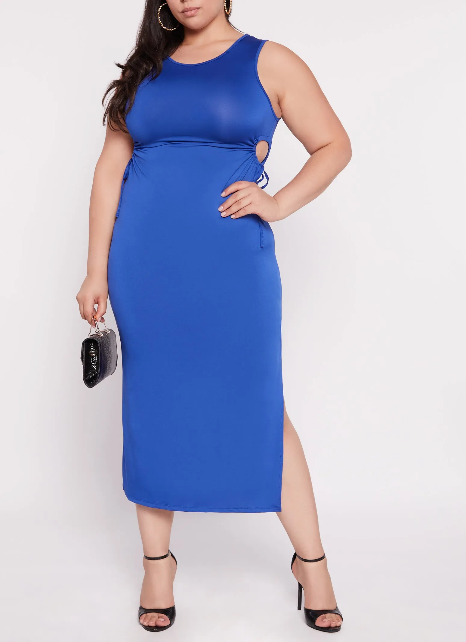 Plus Size Drawstring Cut Out Tank Dress sold by Rainbow