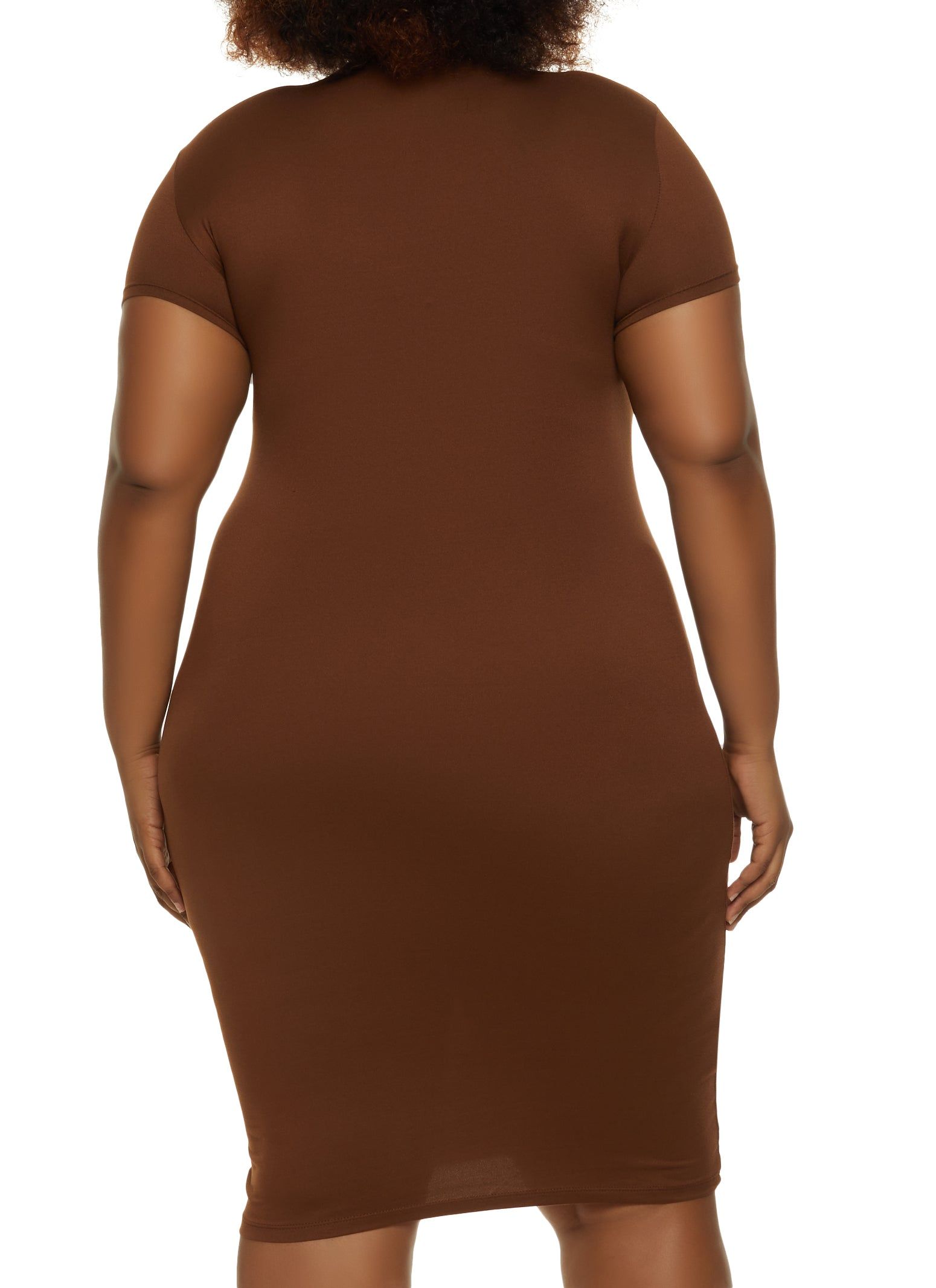 Plus Size Solid Mock Neck T Shirt Dress sold by Rainbow product image thumbnail 3