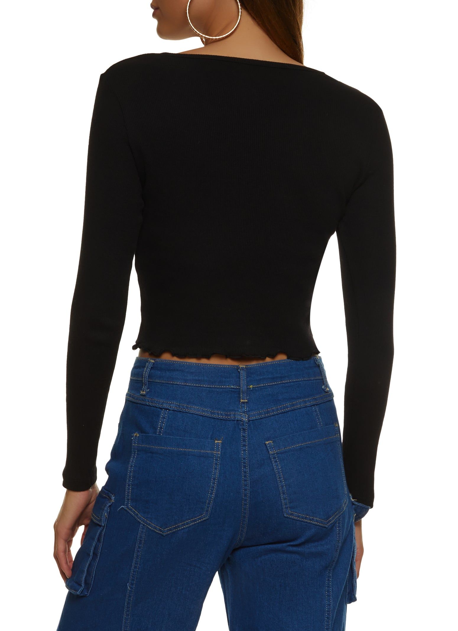 Ribbed Lettuce Edge Henley Top sold by Rainbow product image thumbnail 2