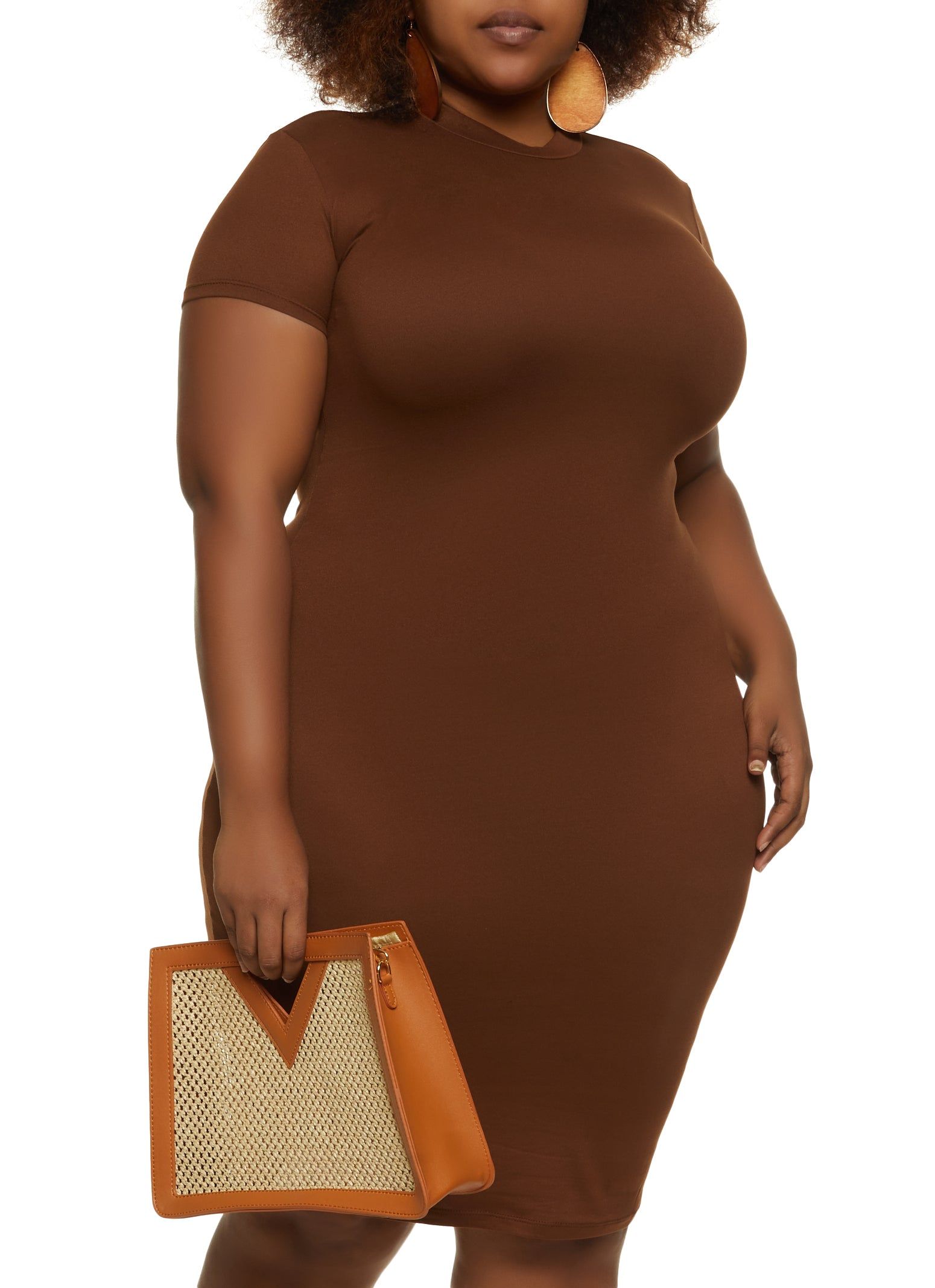 Plus Size Solid Mock Neck T Shirt Dress sold by Rainbow