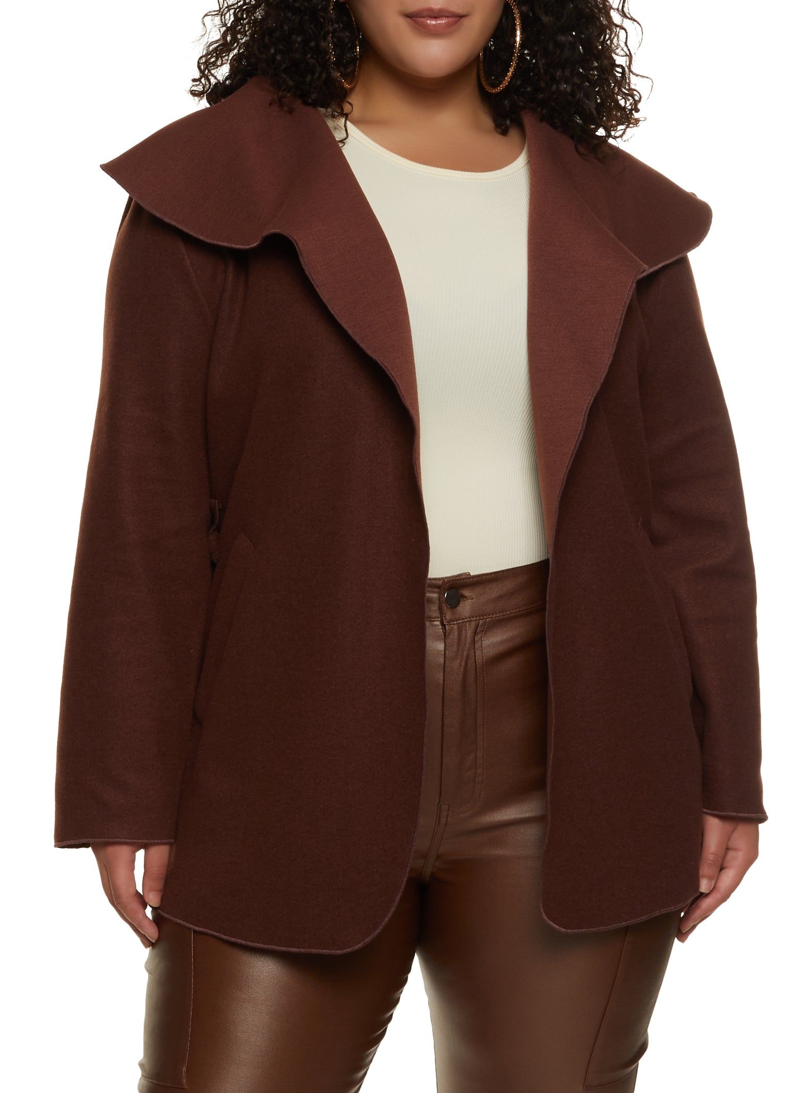 Plus Size Belted Wrap Coat sold by Rainbow