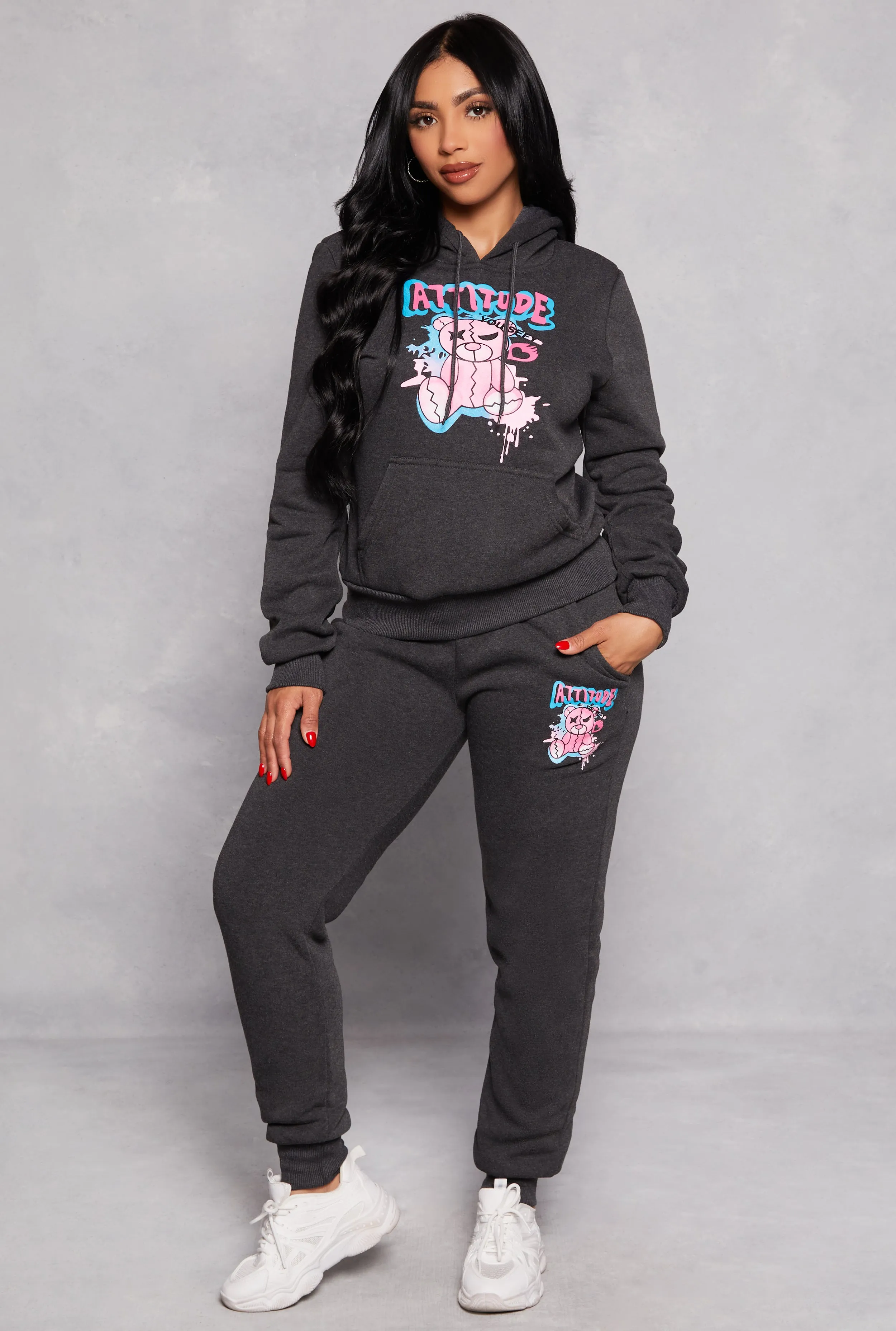 Fleece Lined Attitude Graphic Sweatpants sold by Rainbow