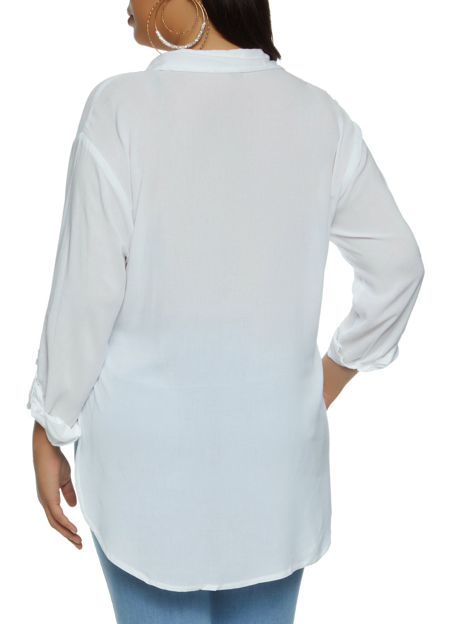 Plus Size Solid Button Front Tunic Shirt sold by Rainbow product image thumbnail 2