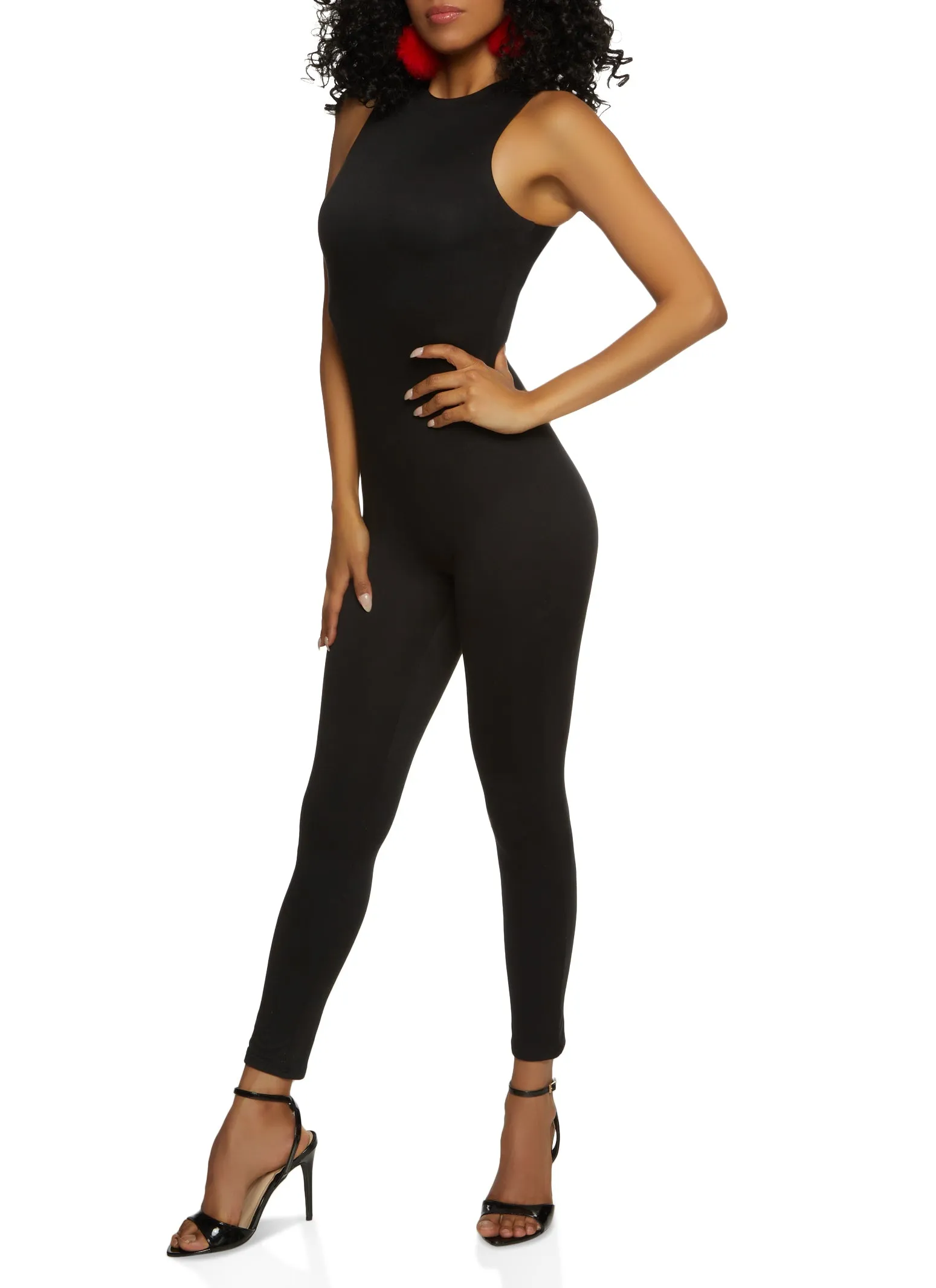 Basic Sleeveless Zip Back Jumpsuit sold by Rainbow