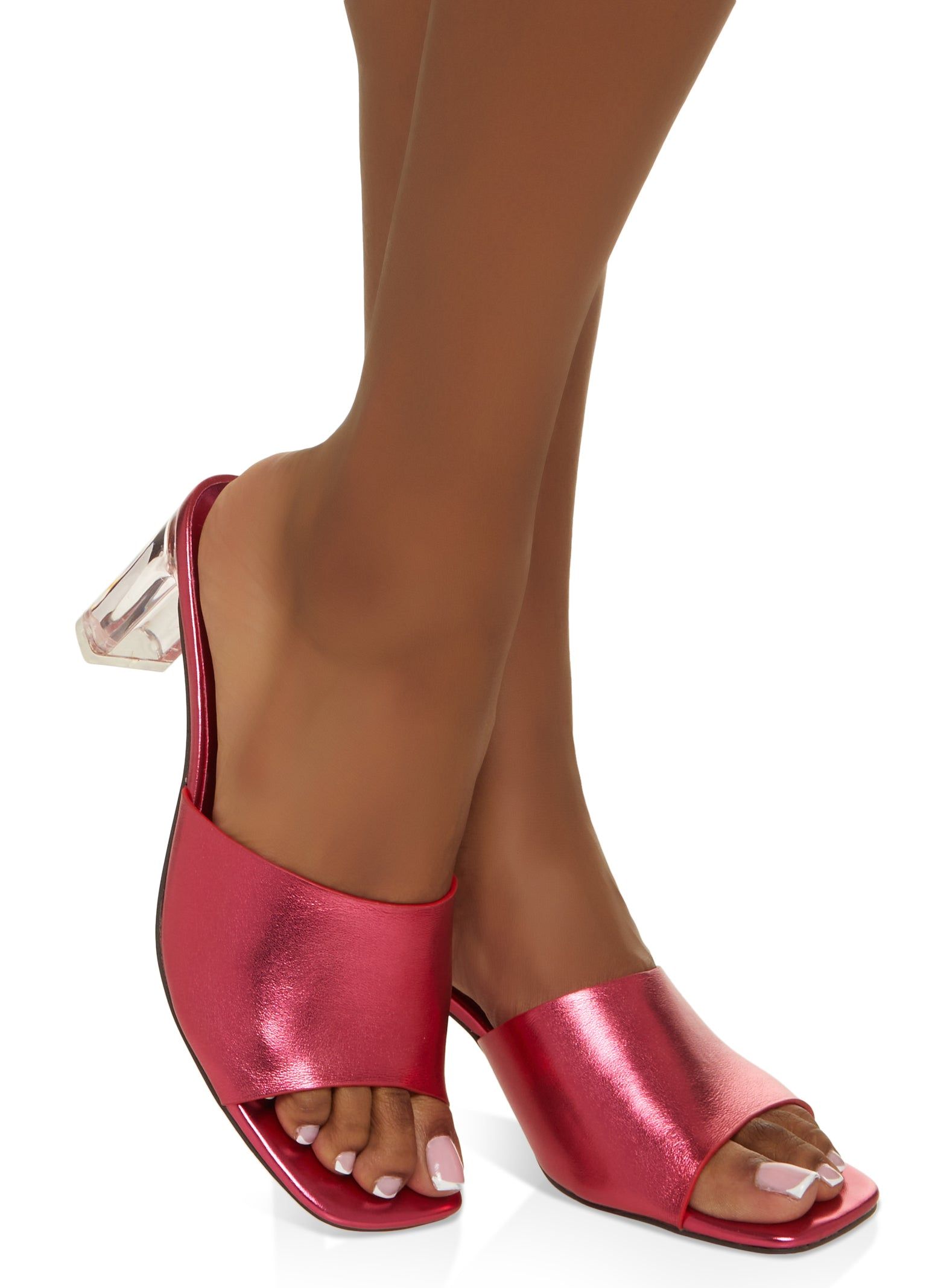 Clear Block Heel Mules sold by Rainbow