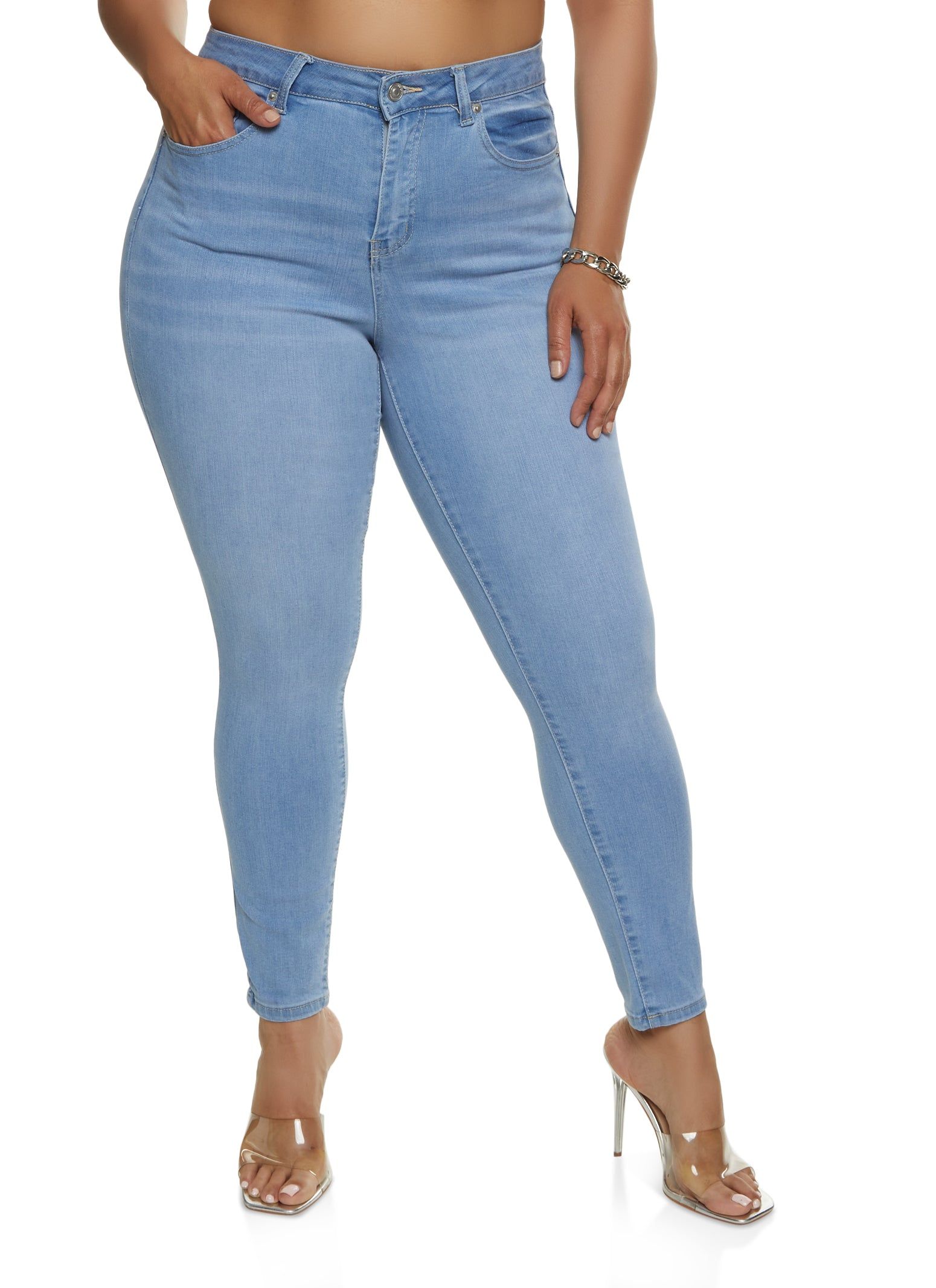 Plus Size WAX Basic High Rise Skinny Jeans sold by Rainbow
