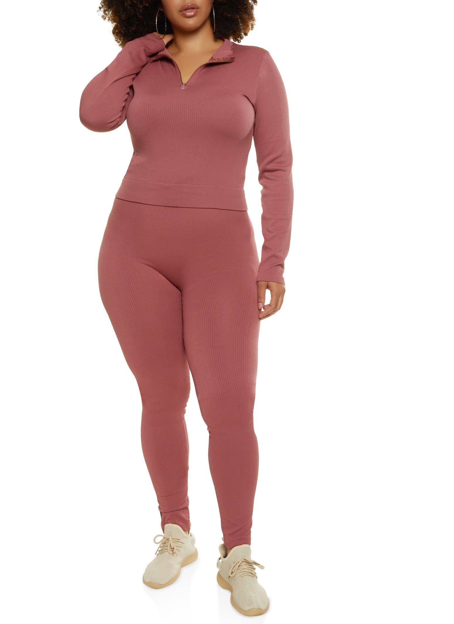 Plus Size Seamless Half Zip Long Sleeve Top sold by Rainbow product image thumbnail 2