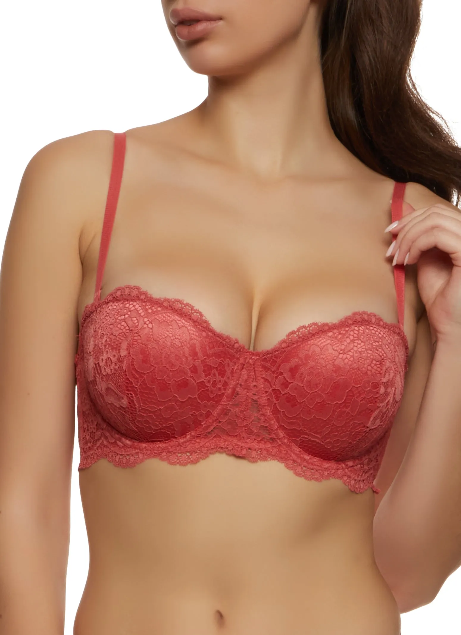 Floral Lace Convertible Push Up Balconette Bra sold by Rainbow