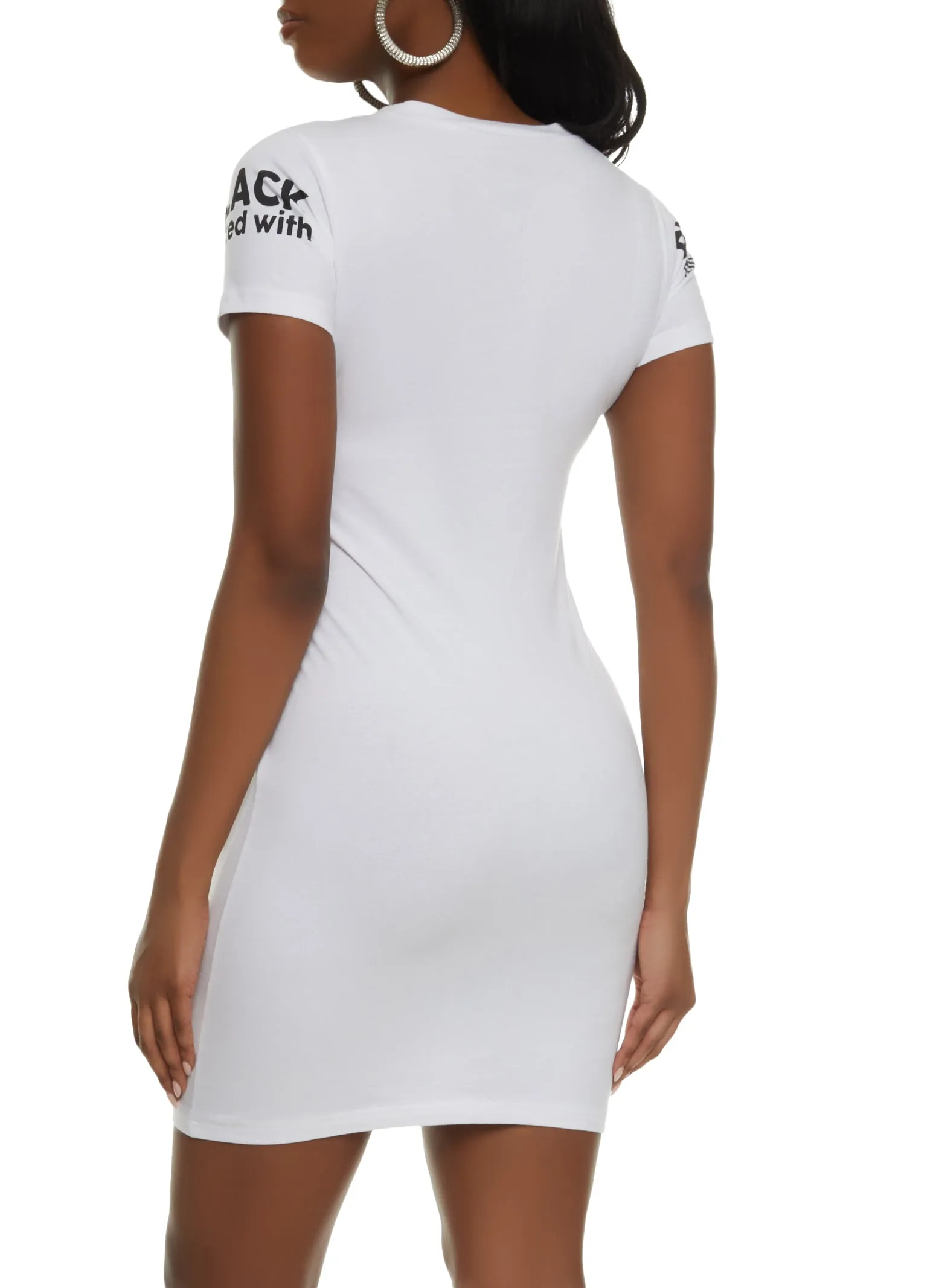 Black Mixed Glitter Graphic T Shirt Dress sold by Rainbow product image thumbnail 3