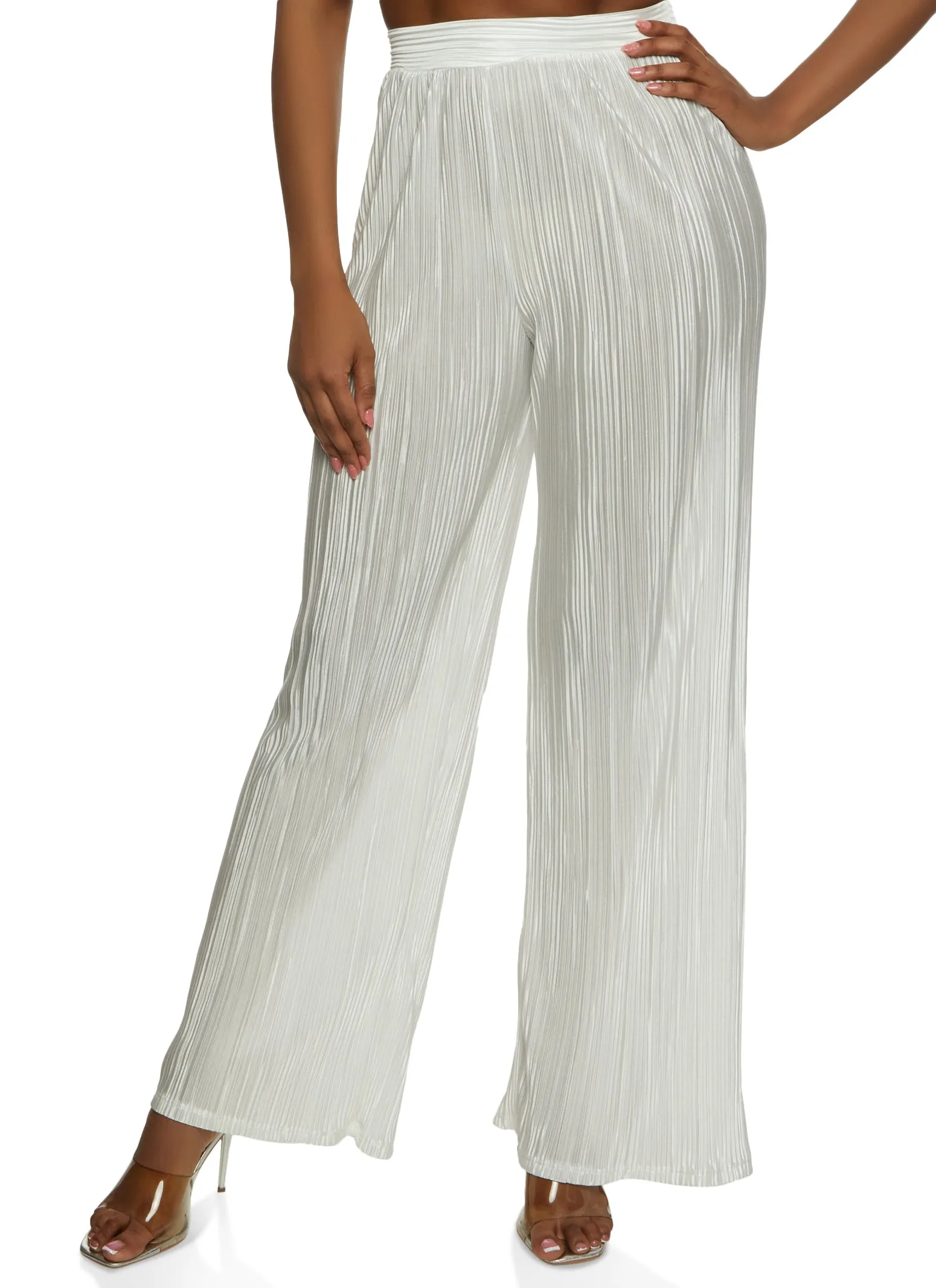 Plisse High Waisted Wide Leg Pants sold by Rainbow