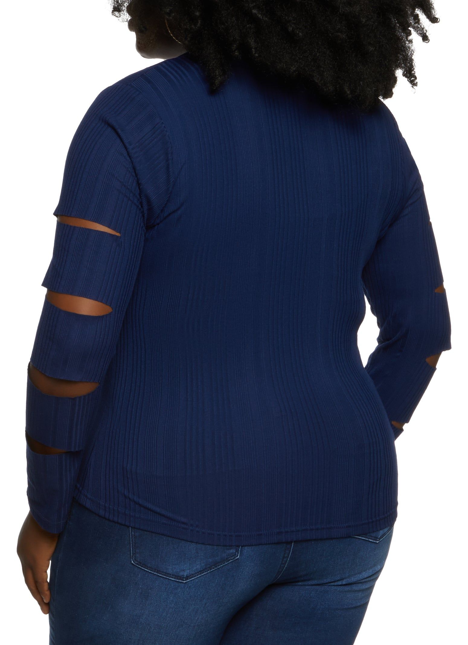 Plus Size Ribbed Laser Cut Button Front Top sold by Rainbow product image thumbnail 2